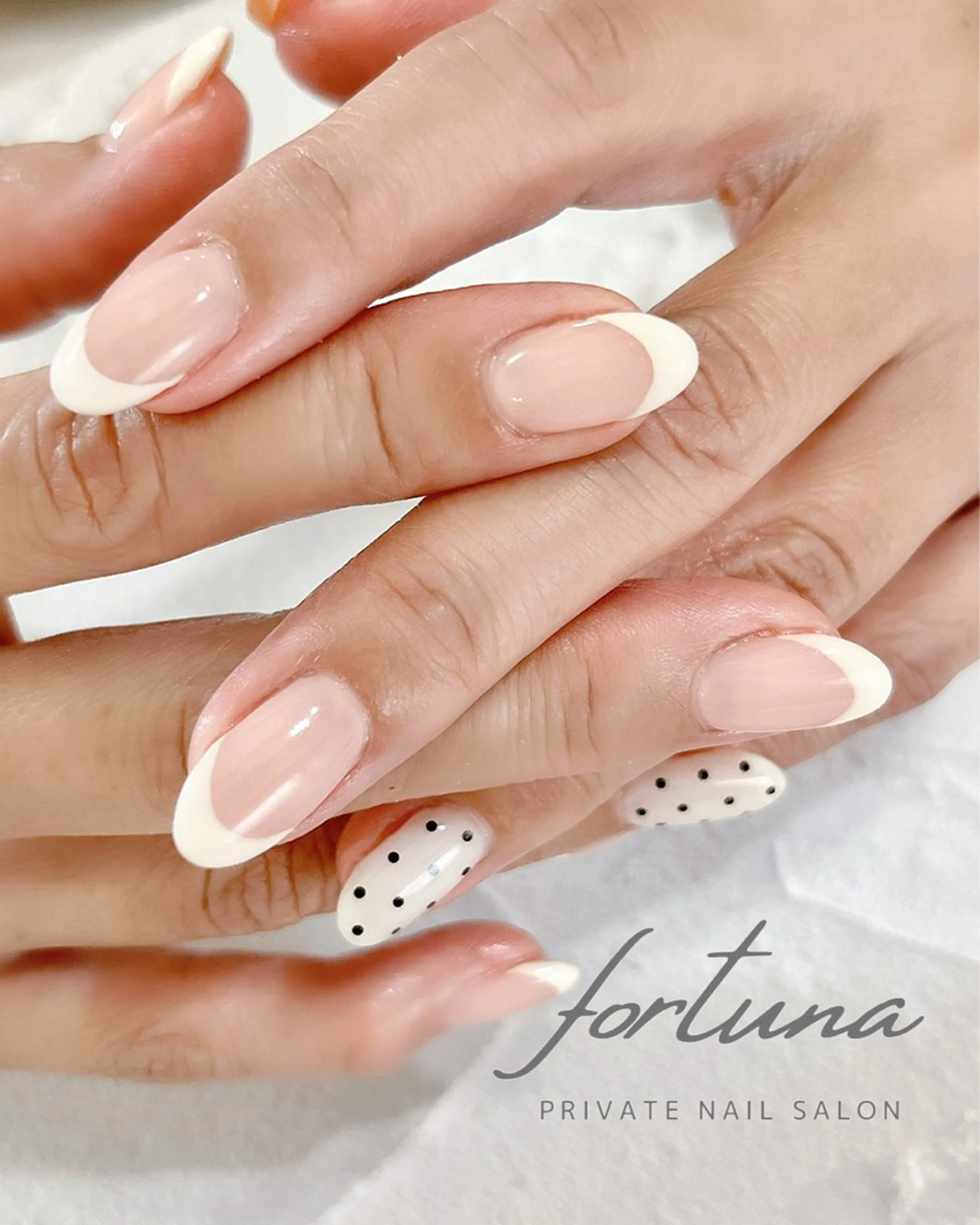 ネイル ドット フレンチネイル ハンドネイル fortuna 武藤裕美のネイルデザイン