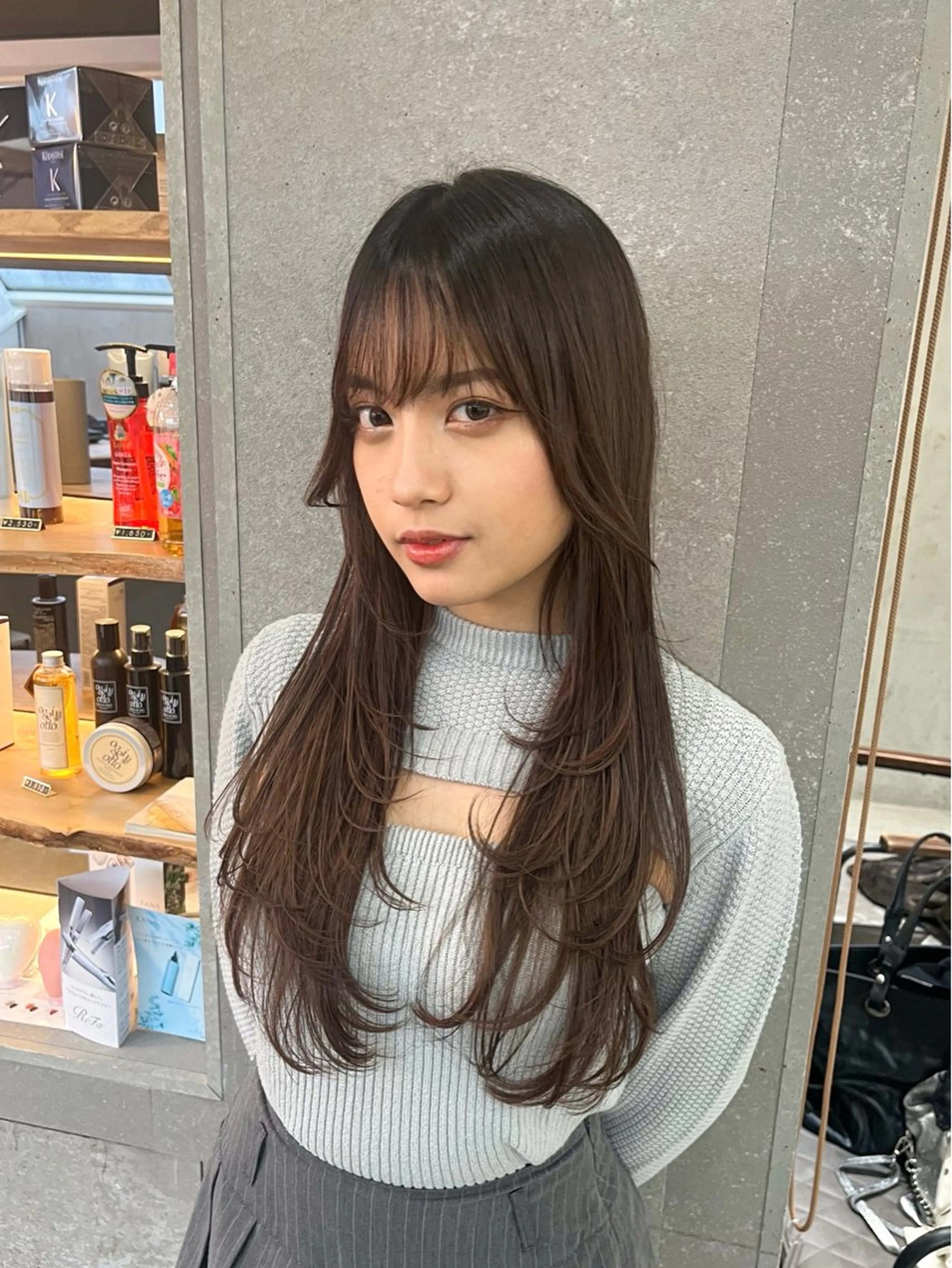 ミディアム 山崎/ボブ縮毛矯正 レイヤー髪質改善のヘアスタイル