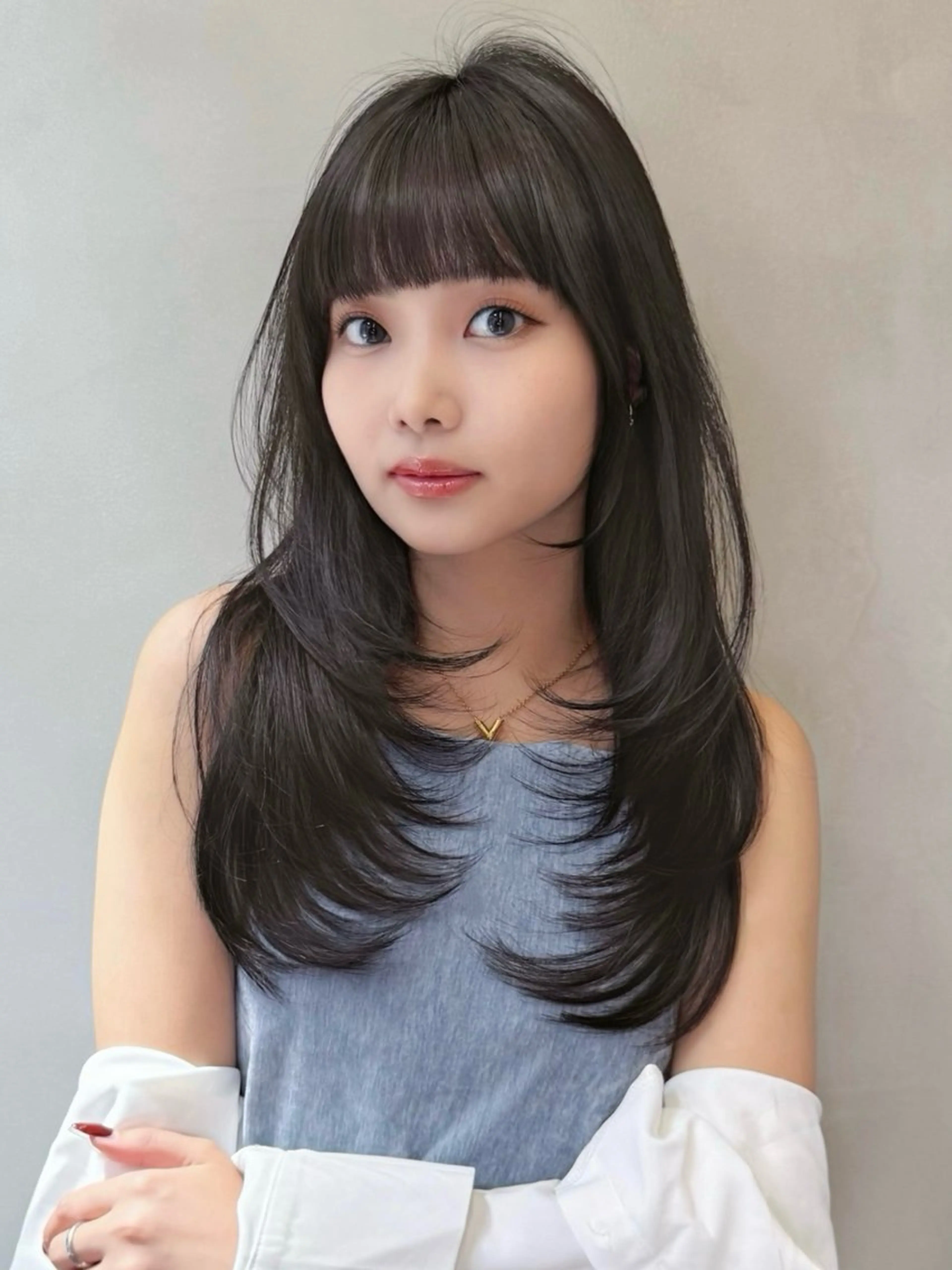 ロング カラー 韓国風ヘア レイヤーカット カット ヘアカラー レイヤーカット 大宮 蒲生優のヘアスタイル