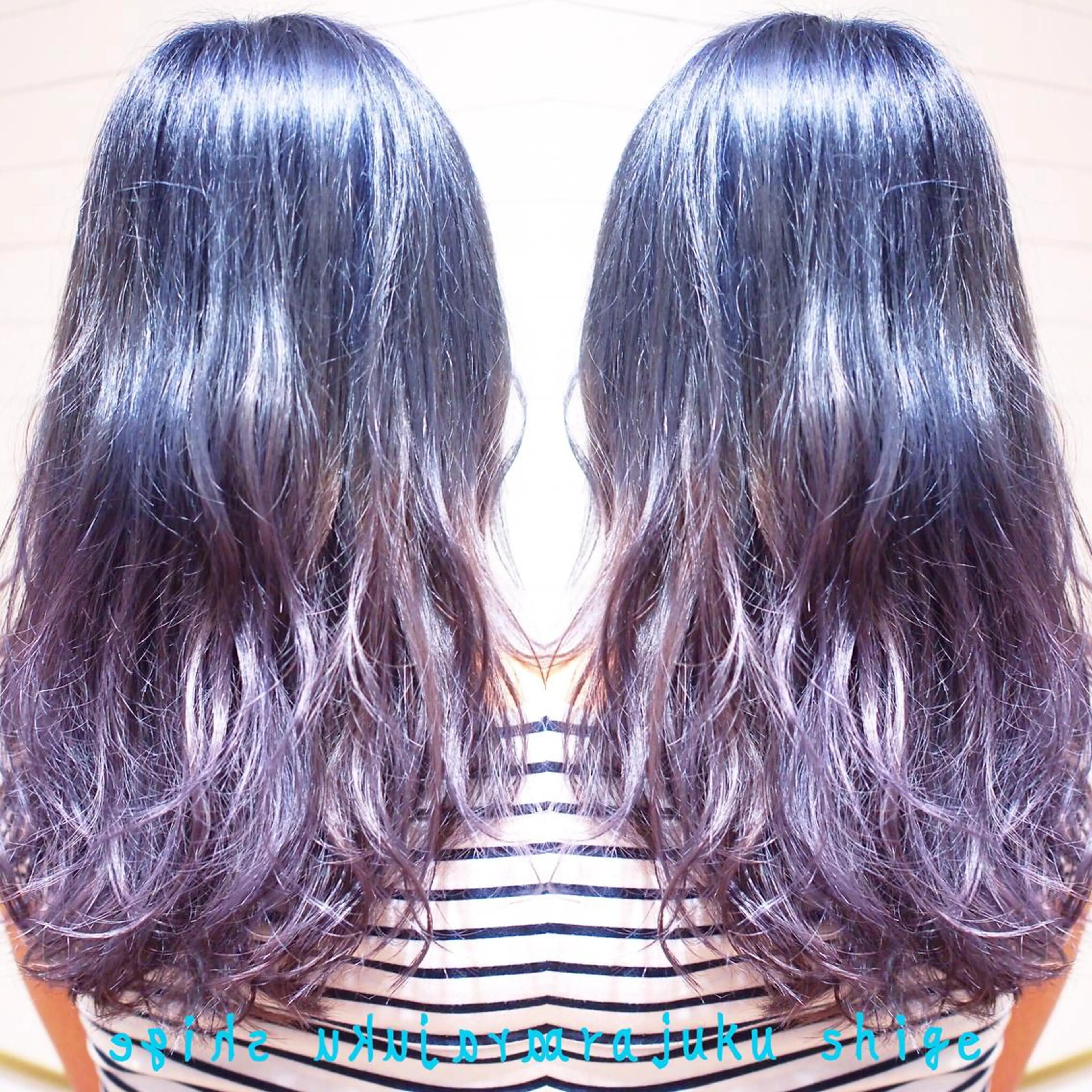 セミロング カラー グラデーションカラー ネイビーカラー バイオレットカラー 及川シゲル 髪質改善講師のヘアスタイル