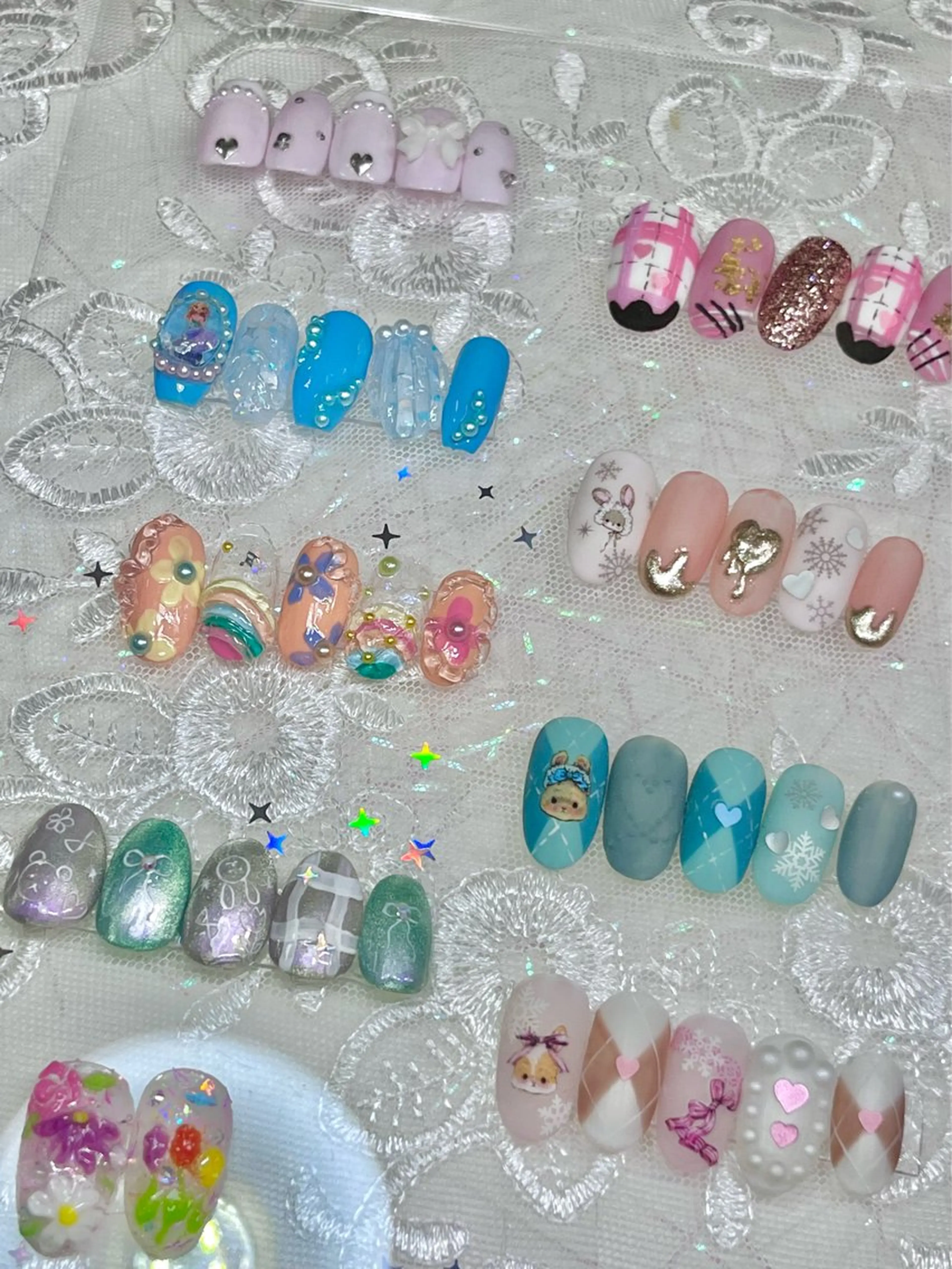 ネイル ガーリー キラキラネイル 韓国ネイル 夏ネイル ワンホンネイル ハンドネイル plume nail ☆韓国ネイルのネイルデザイン