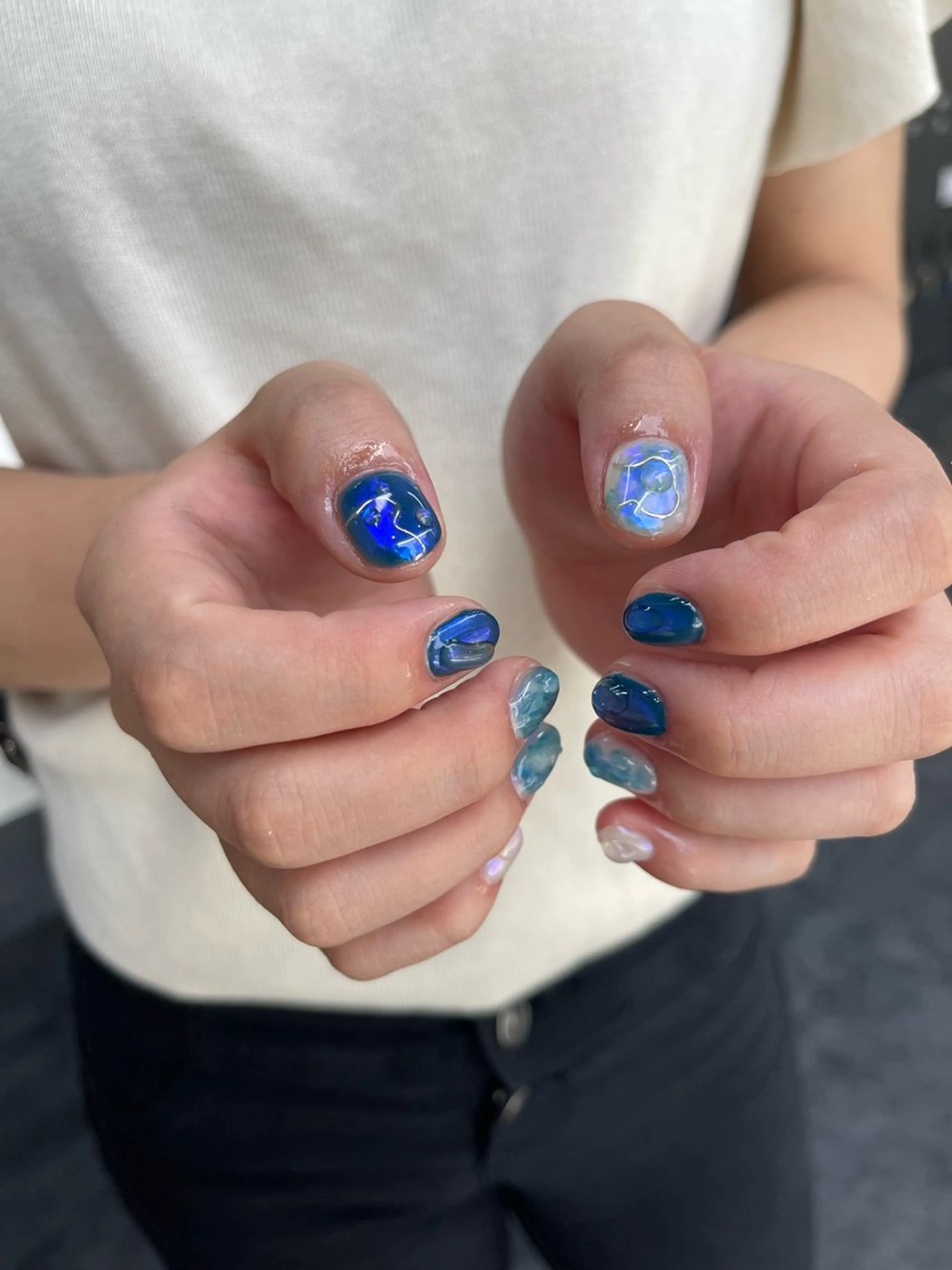ネイル フレンチネイル マグネットネイル ニュアンスネイル ワンカラーネイル ハンドネイル GRANDE大須 Cecil💜のネイルデザイン