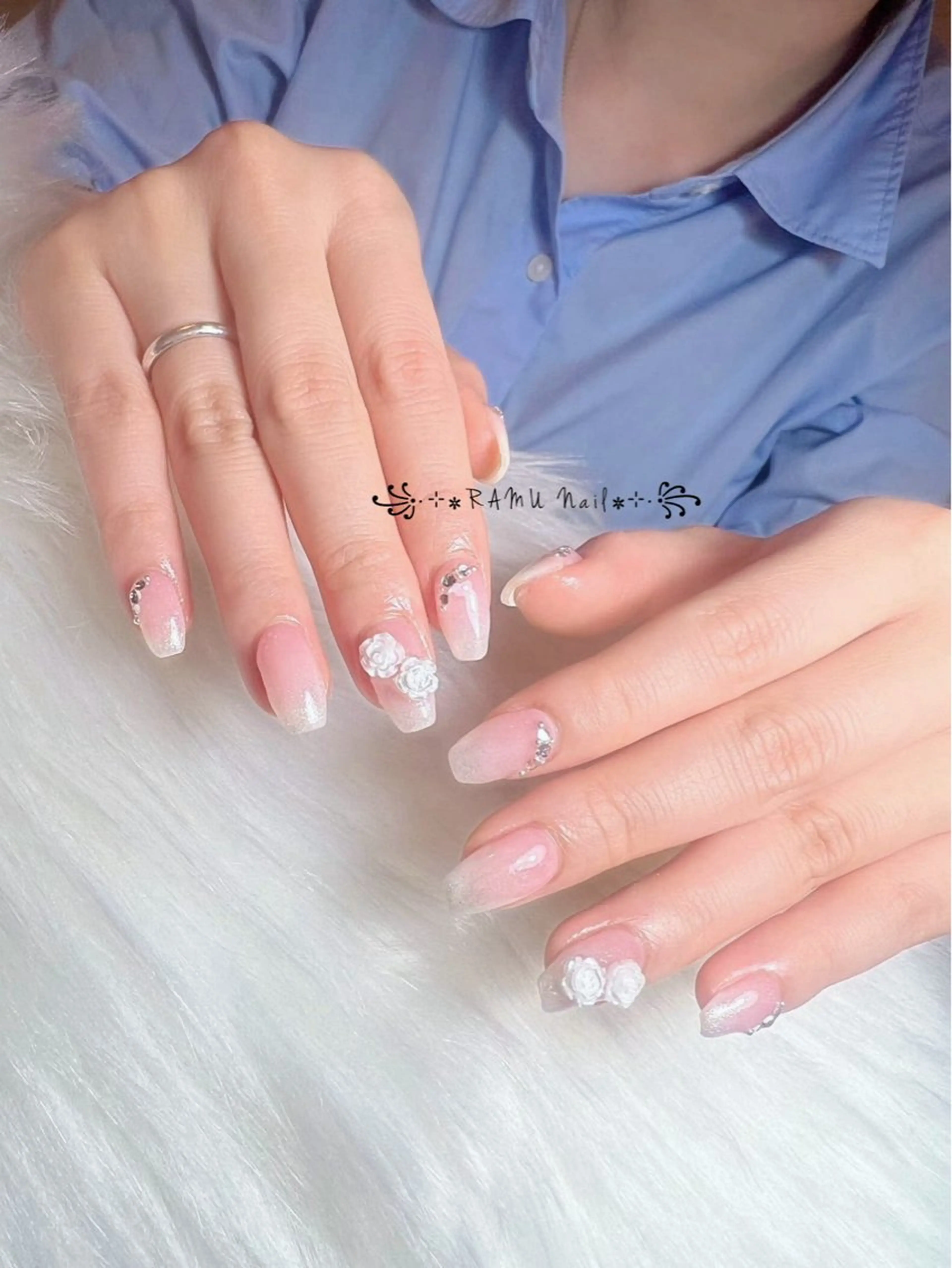 ネイル フレンチネイル 韓国ネイル シンプルネイル ワンホンネイル 冬ネイル ハンドネイル RAMU Nail 恵比寿店のネイルデザイン