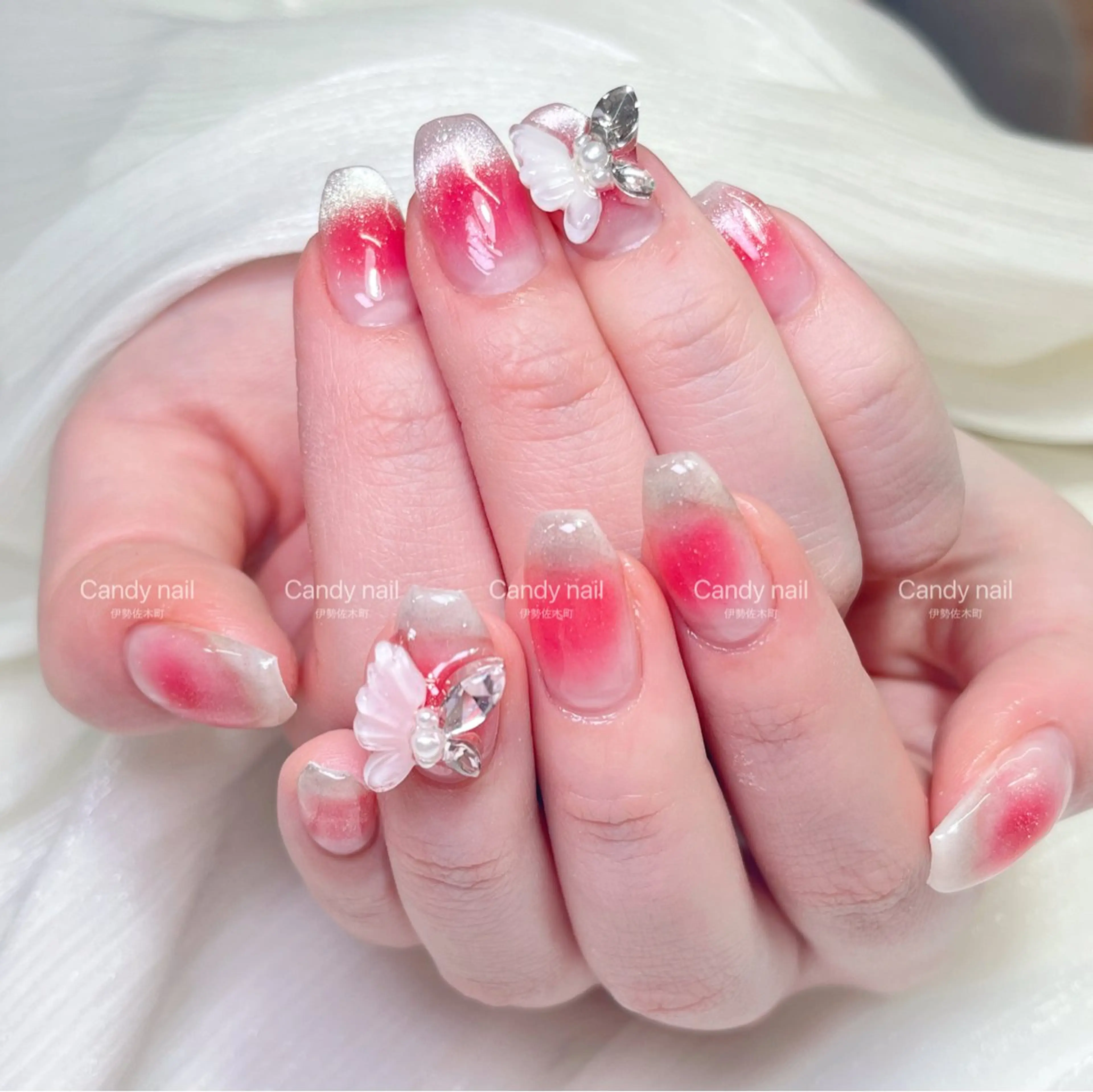 ネイル チークネイル マグネットネイル candy nail 韓国風ワンホンネイルのネイルデザイン