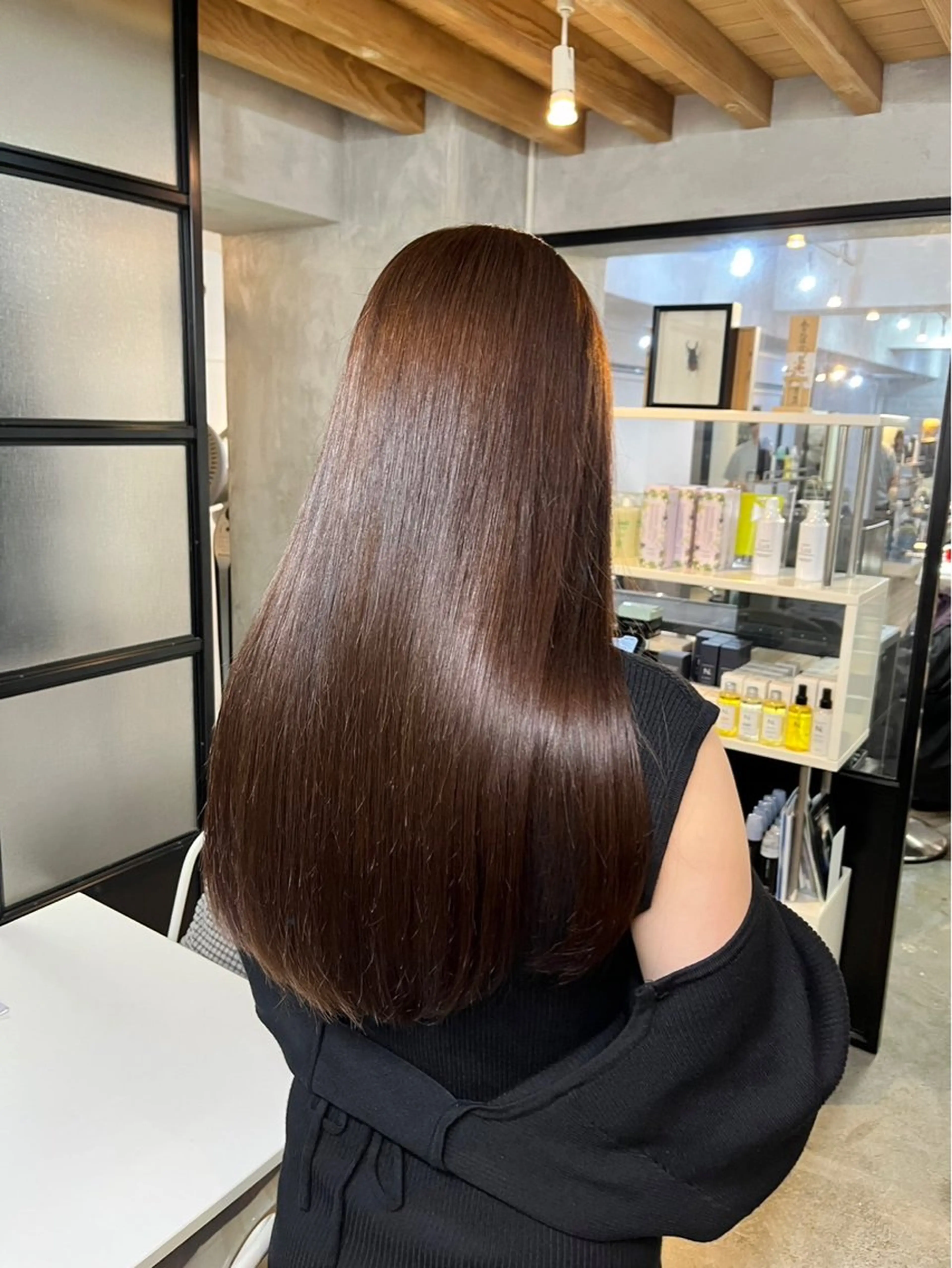 ロング 縮毛矯正 センターパート/ニ ュアンスパーマのヘアスタイル