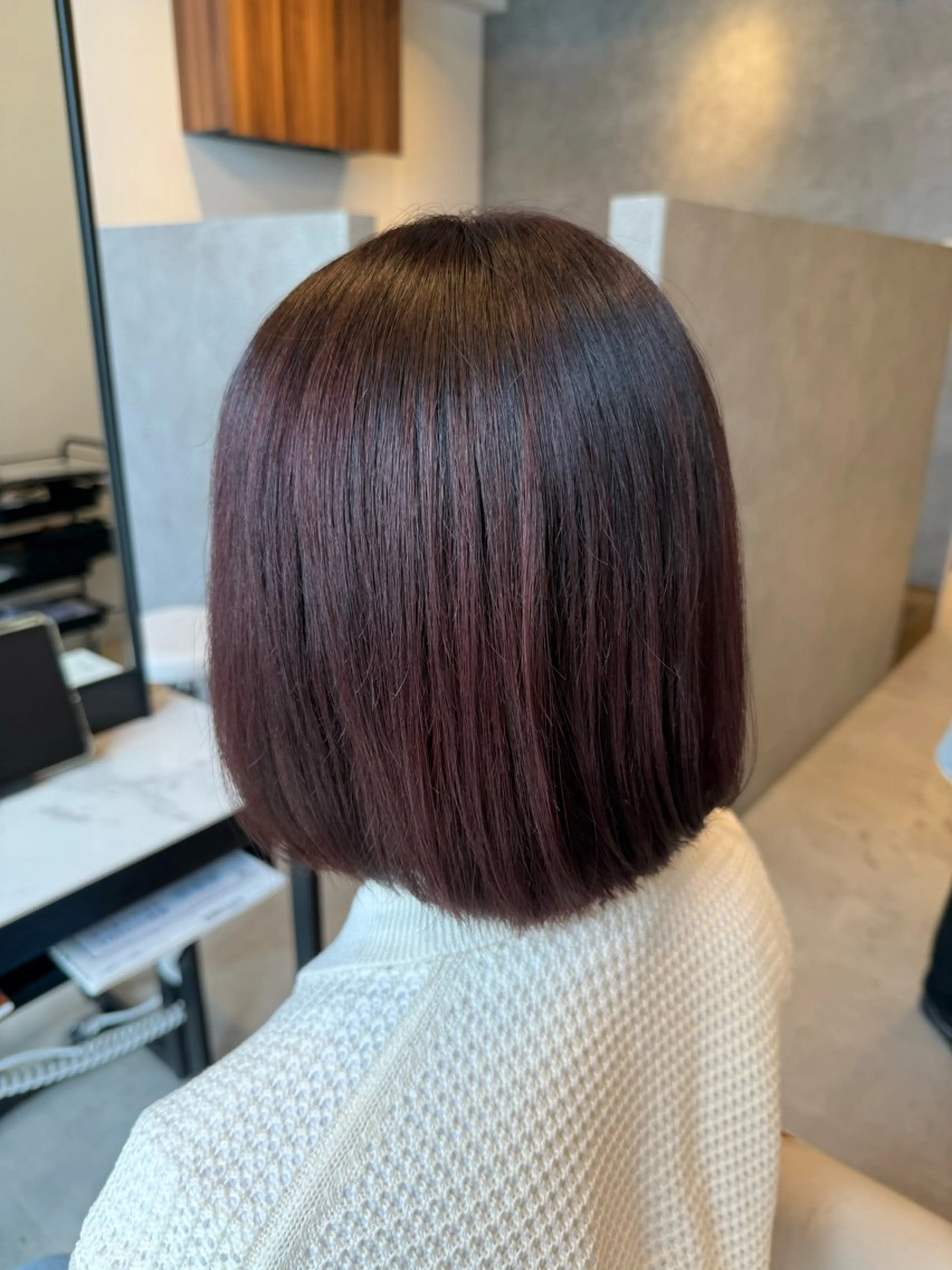 ミディアム カラー ブリーチ レッドカラー 高石 乃愛のヘアスタイル