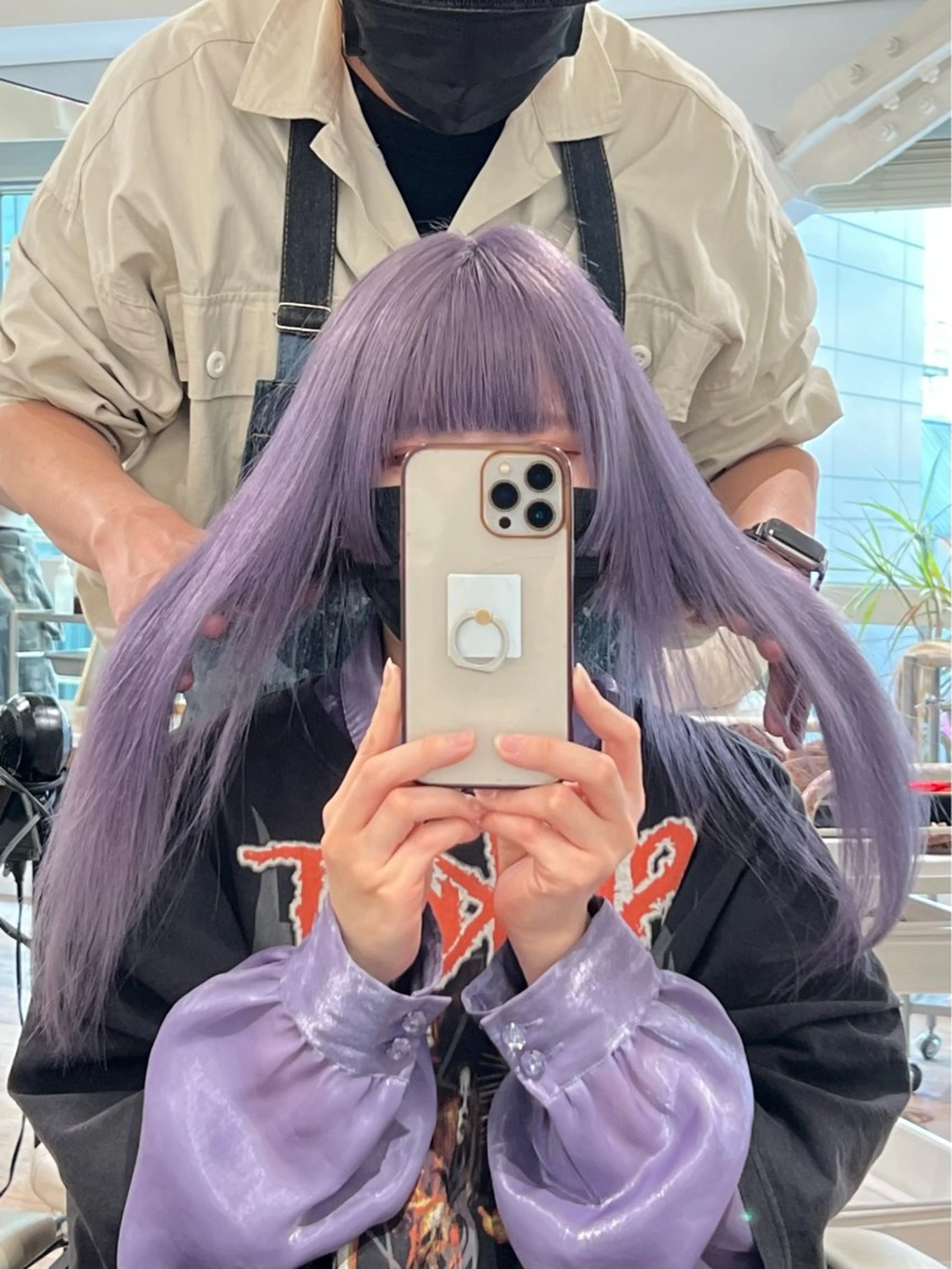 ロング カラー パープルカラー 艶髪/艶カラー/韓国 髪質改善/縮毛矯正のヘアスタイル