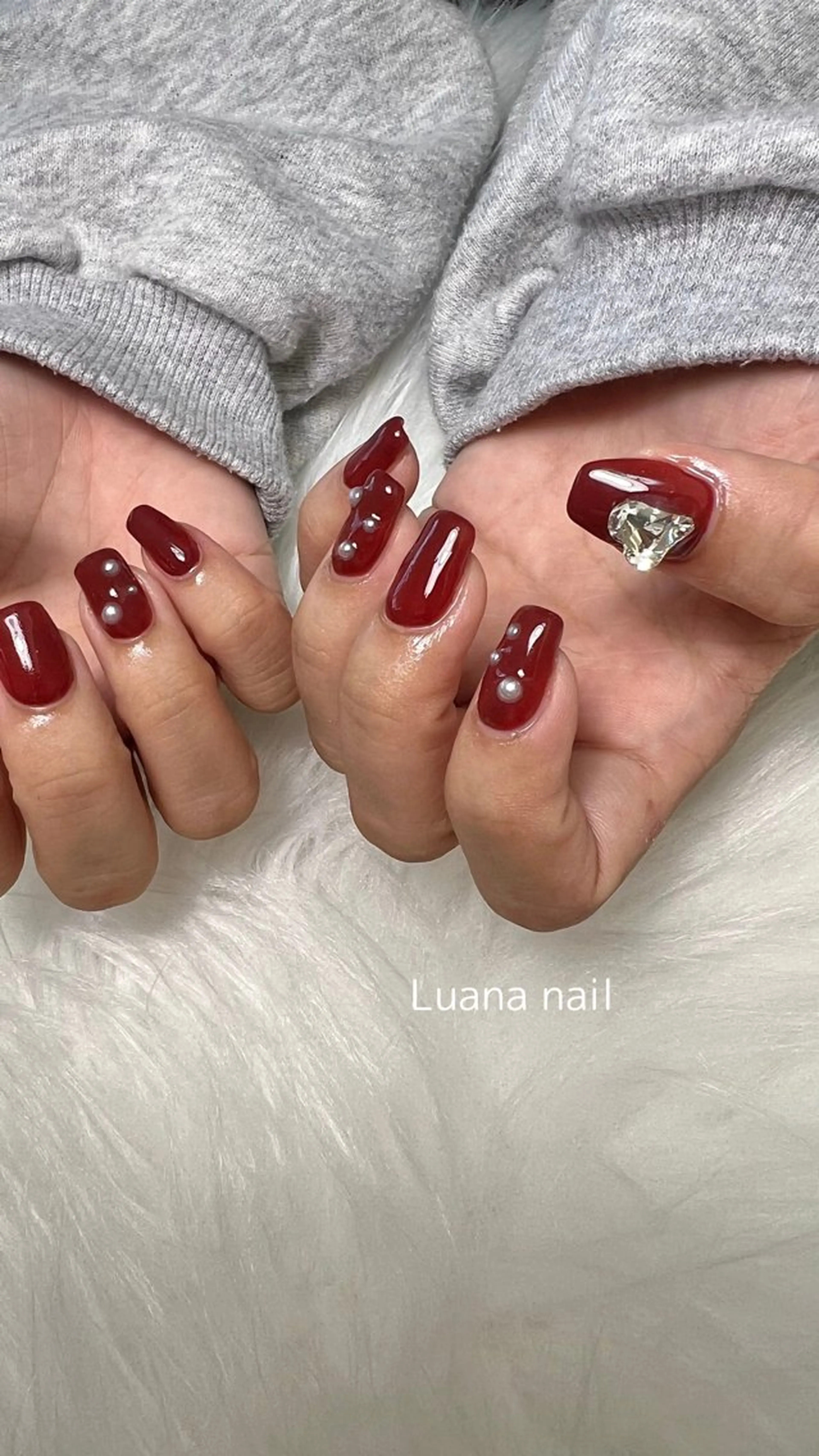 ネイル ワンカラーネイル ストーンネイル Luana nailのネイルデザイン