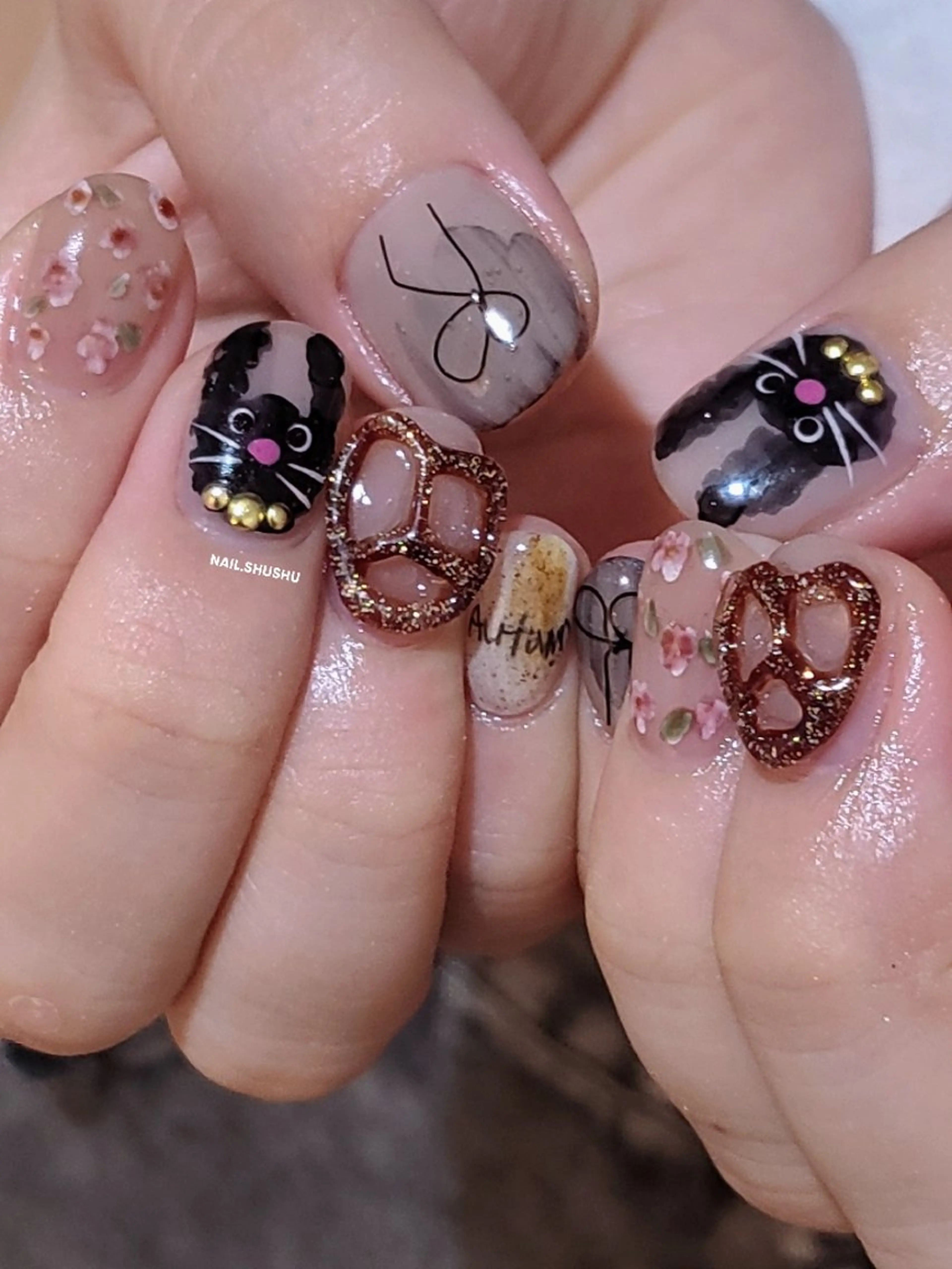 ネイル ハンドネイル 3dパーツ/流行り 👧shushu❤️のネイルデザイン