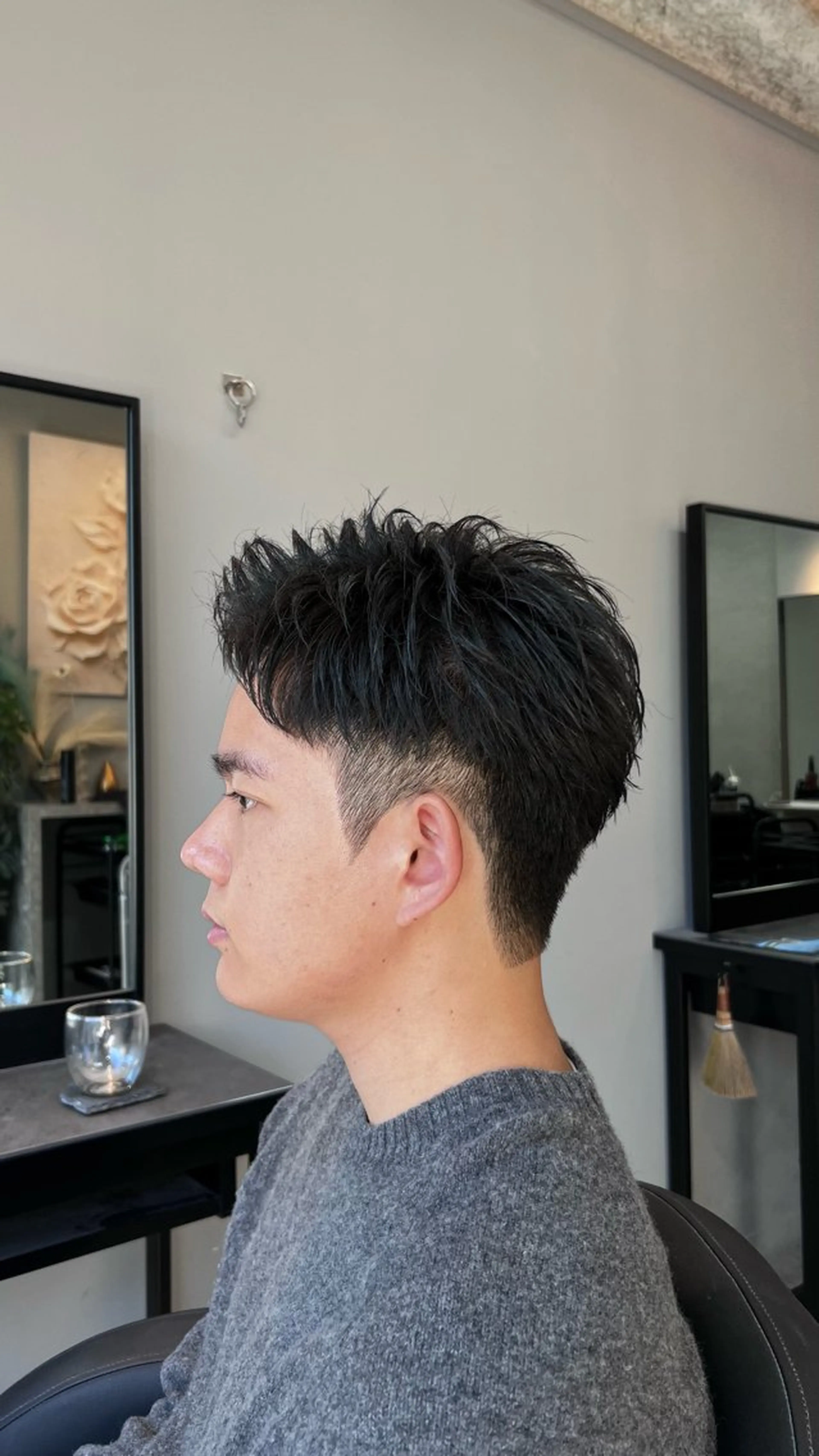 ショート パーマ メンズ アップバング カット Alo所属・💥メンズパーマ /表参道/モント💥のヘアスタイル