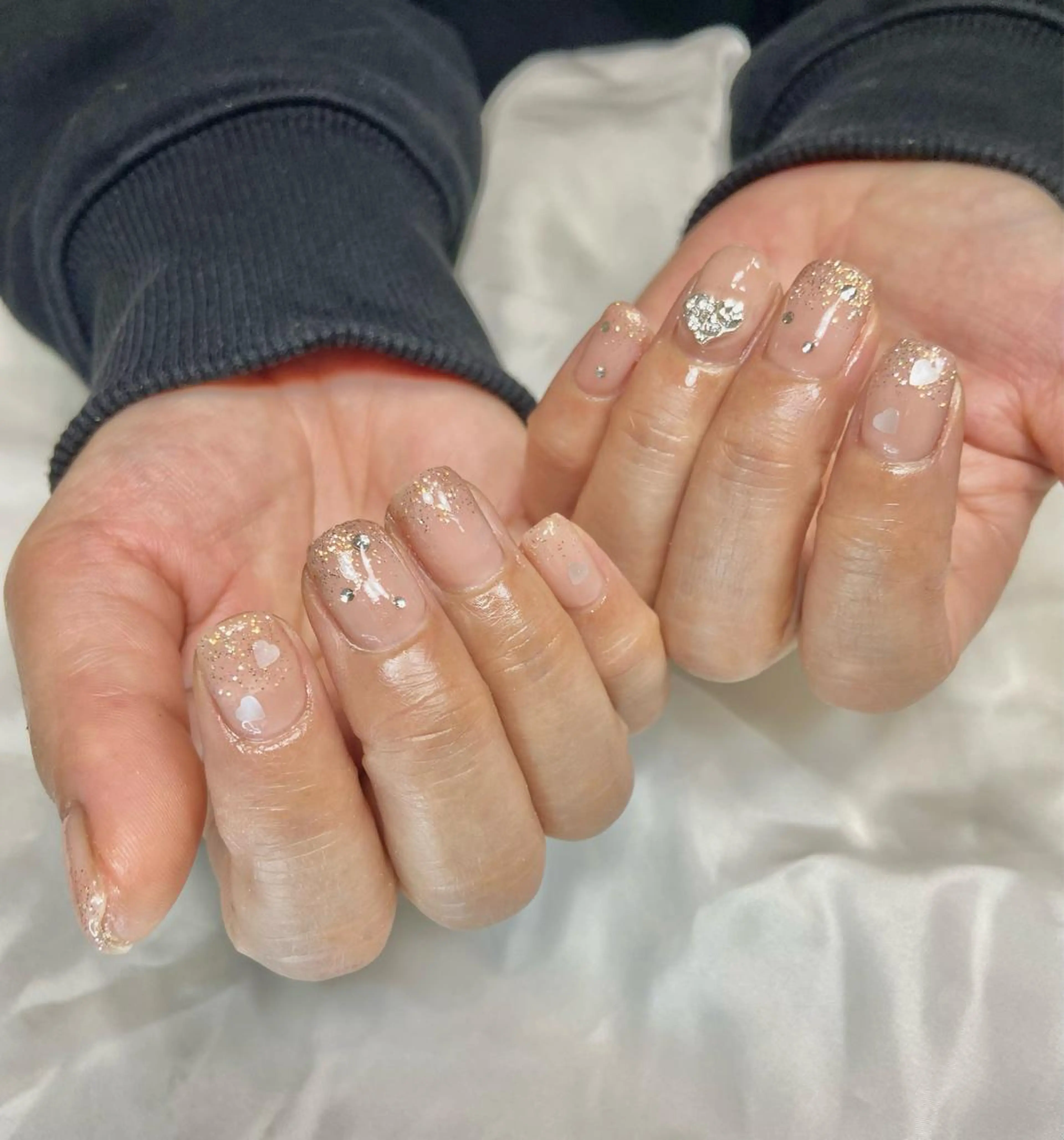 ネイル ハート キラキラネイル ラメ(グリッター) ショートネイル スクエアネイル salon de oct.のネイルデザイン