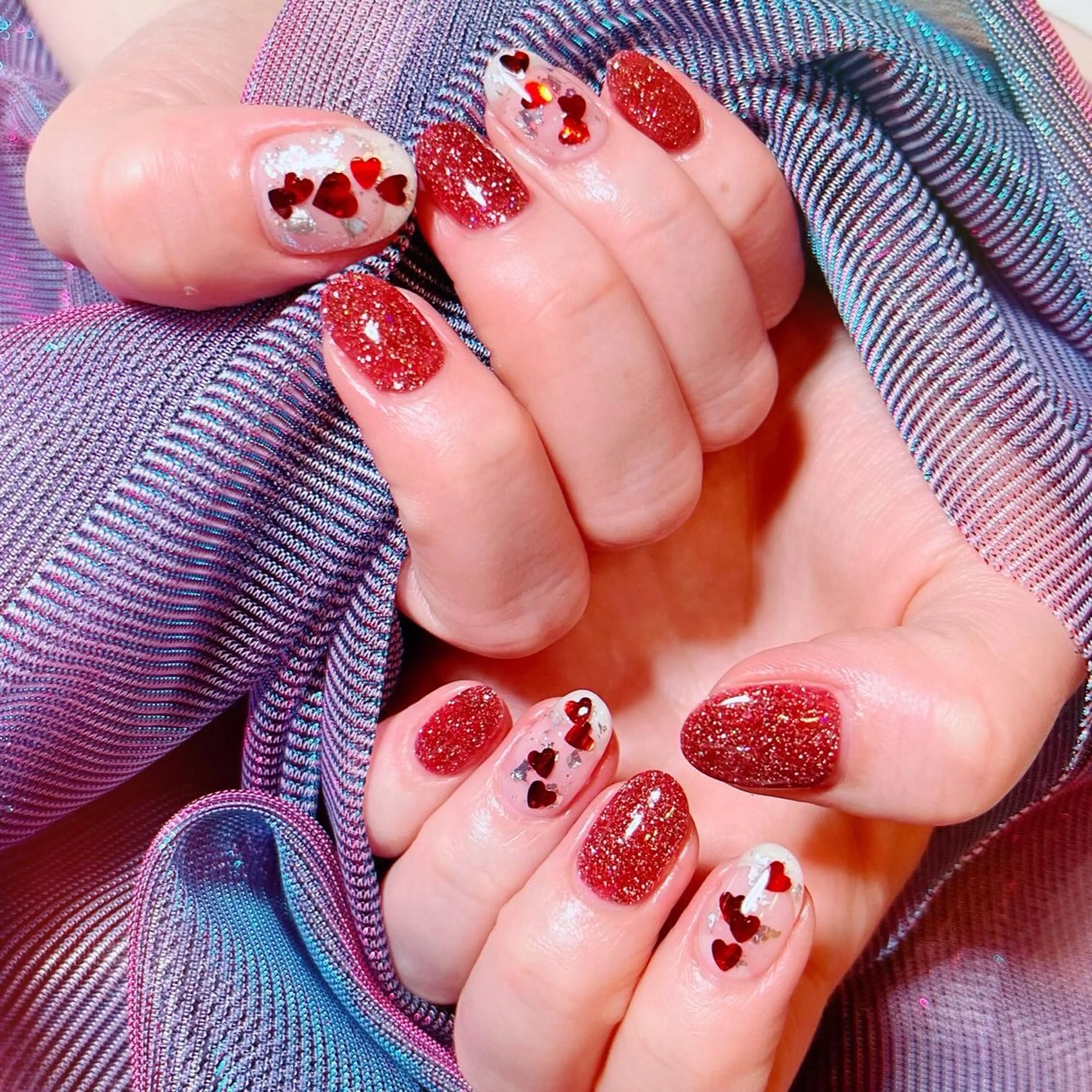 ネイル フラッシュネイル ハート 赤色 ruirui.naildesign所属・RUI ☆のネイルデザイン