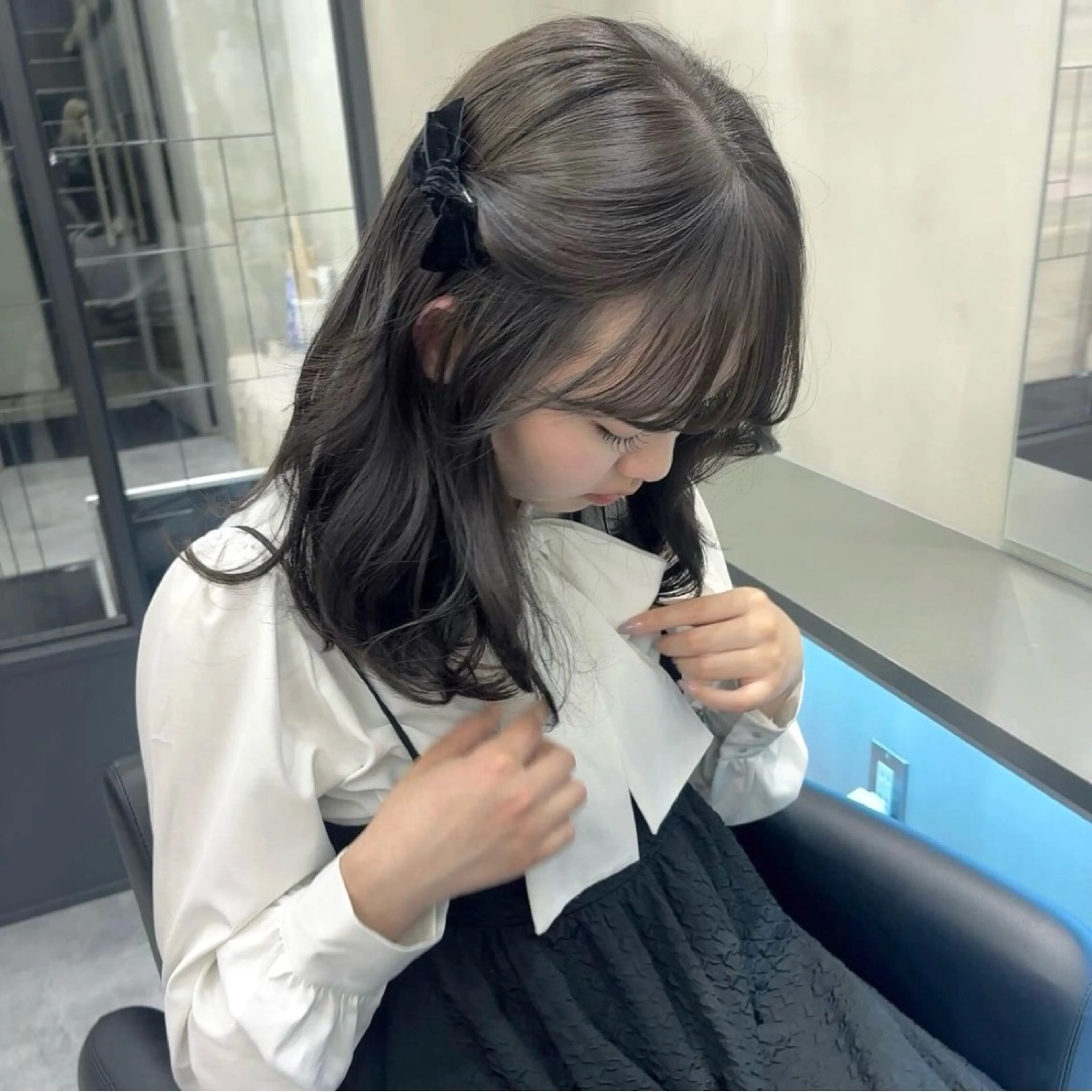 セミロング カラー ヘアアレンジ 透明感カラー ヘアカラー the path sora♡のヘアスタイル