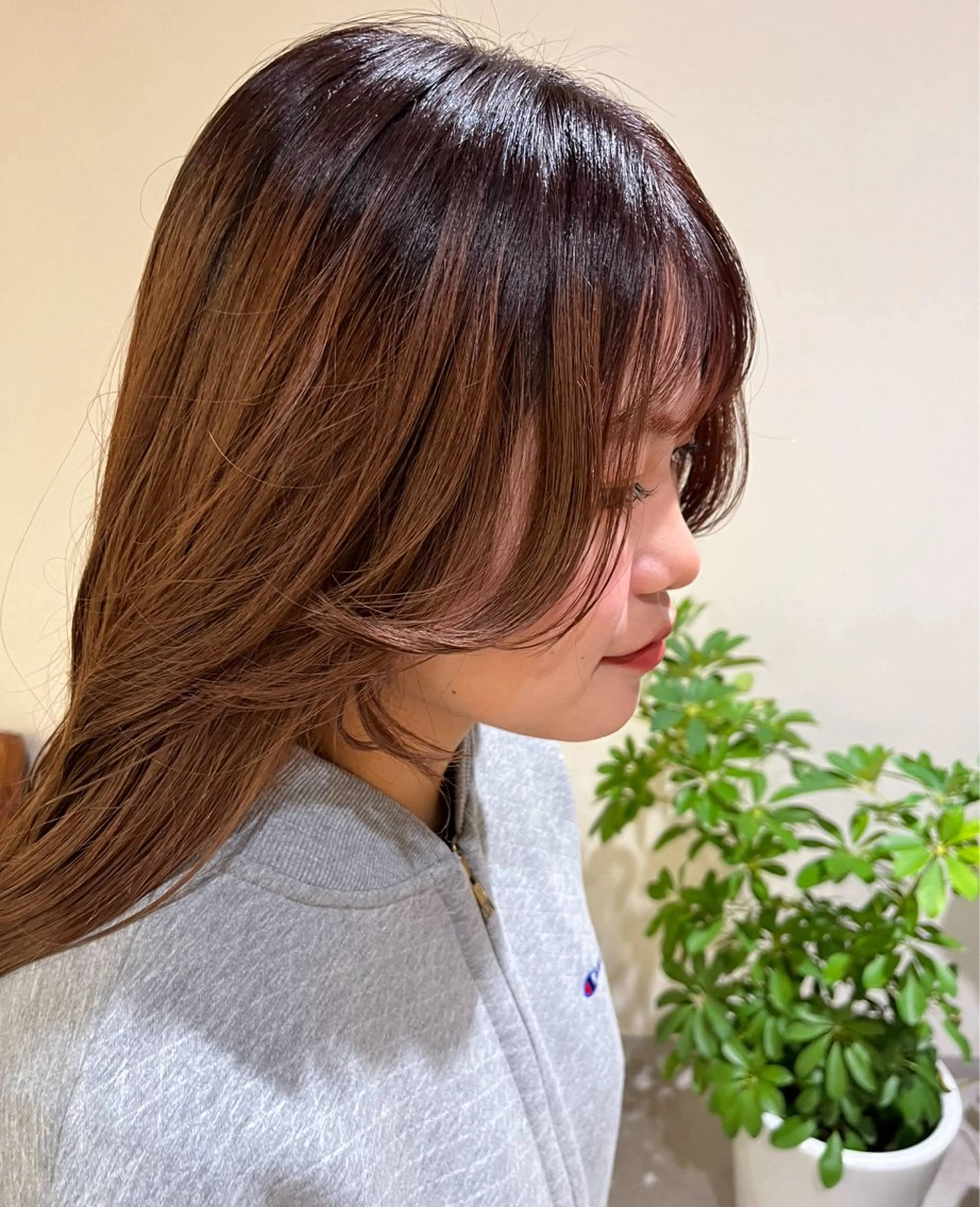 ロング 顔周りカット レイヤーカット YUI🍊 ボブ/メンズパーマのヘアスタイル