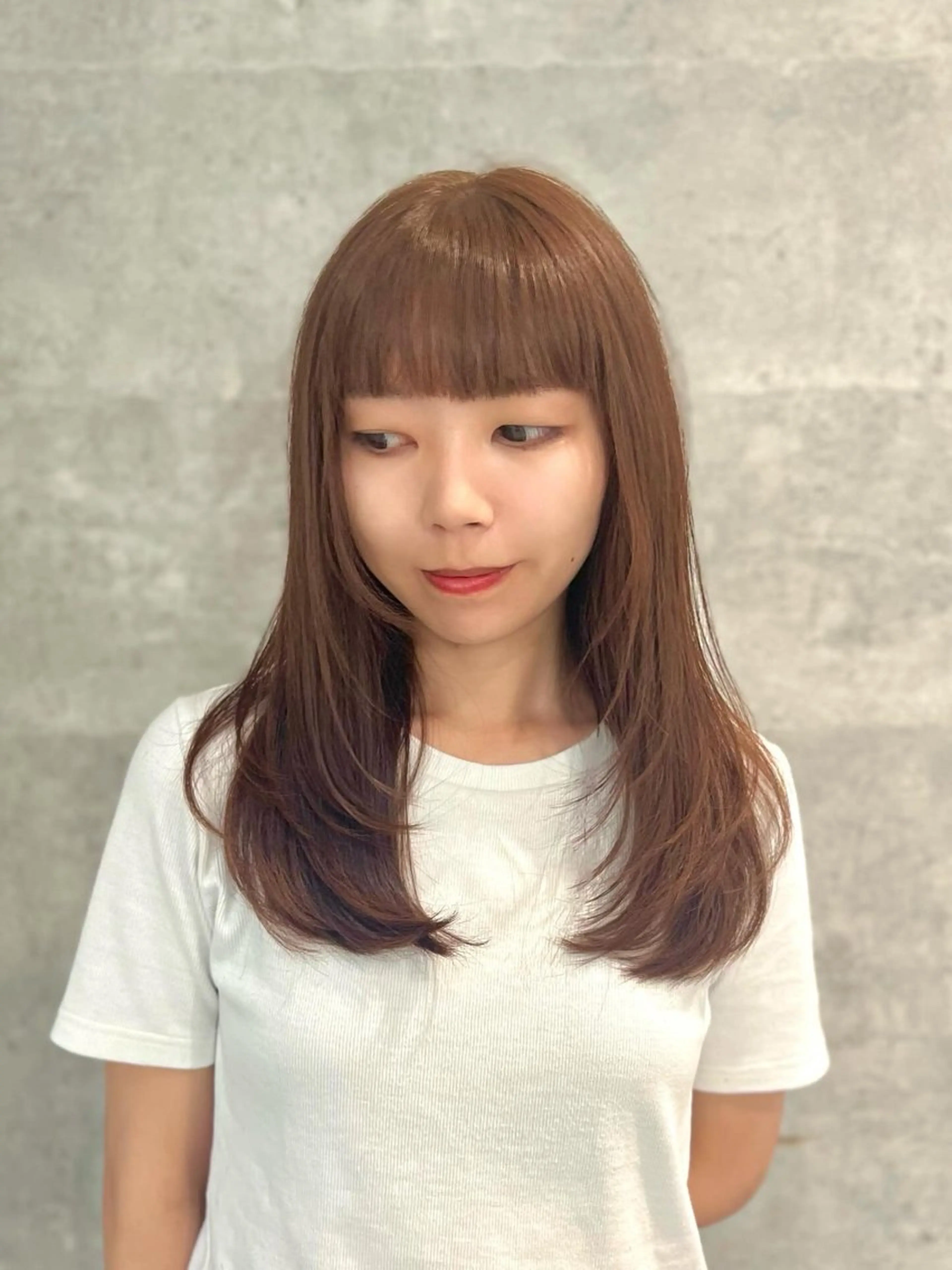 セミロング レイヤーカット カット ヘアカラー _WHITE難波店[アンダーバーホワイト]所属・艶カラー/髪質改善 /韓国風/中村嘉秀のヘアスタイル