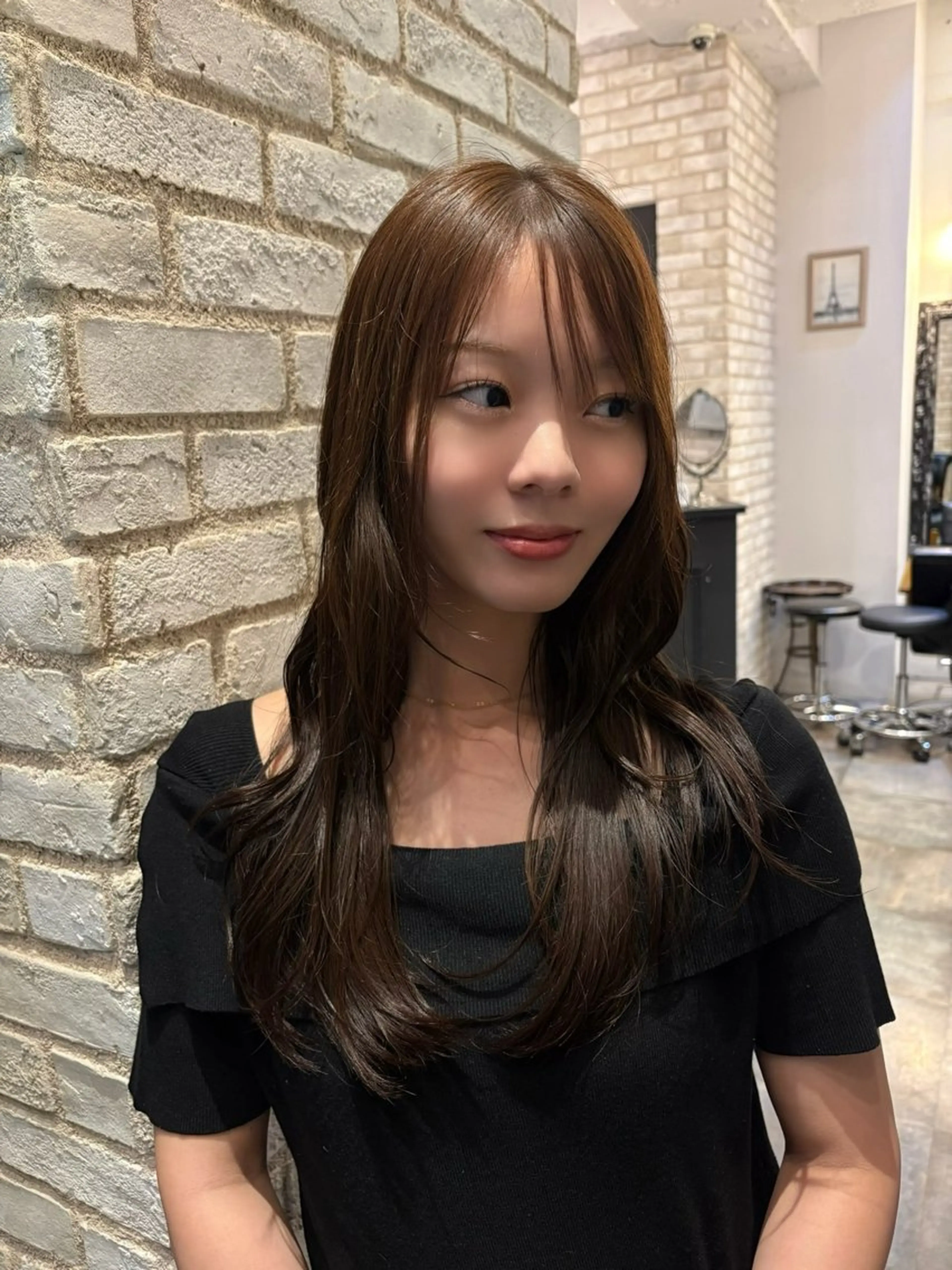 セミロング カット ヘアカラー 韓国レイヤー小顔 カット✂️|ユウキのヘアスタイル