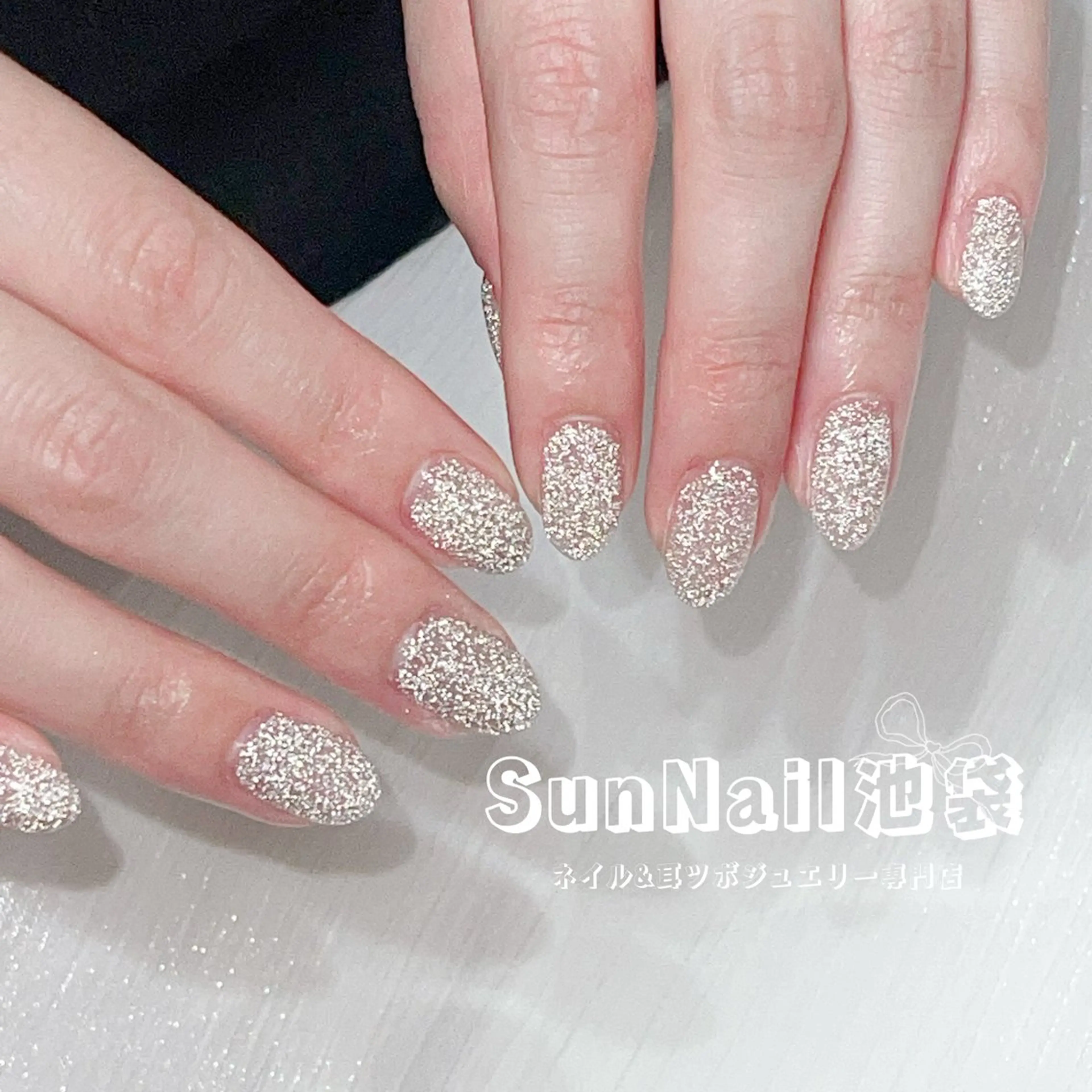 ネイル フラッシュネイル シルバー ハンドネイル ハンドケア Sun Nail 池袋のネイルデザイン