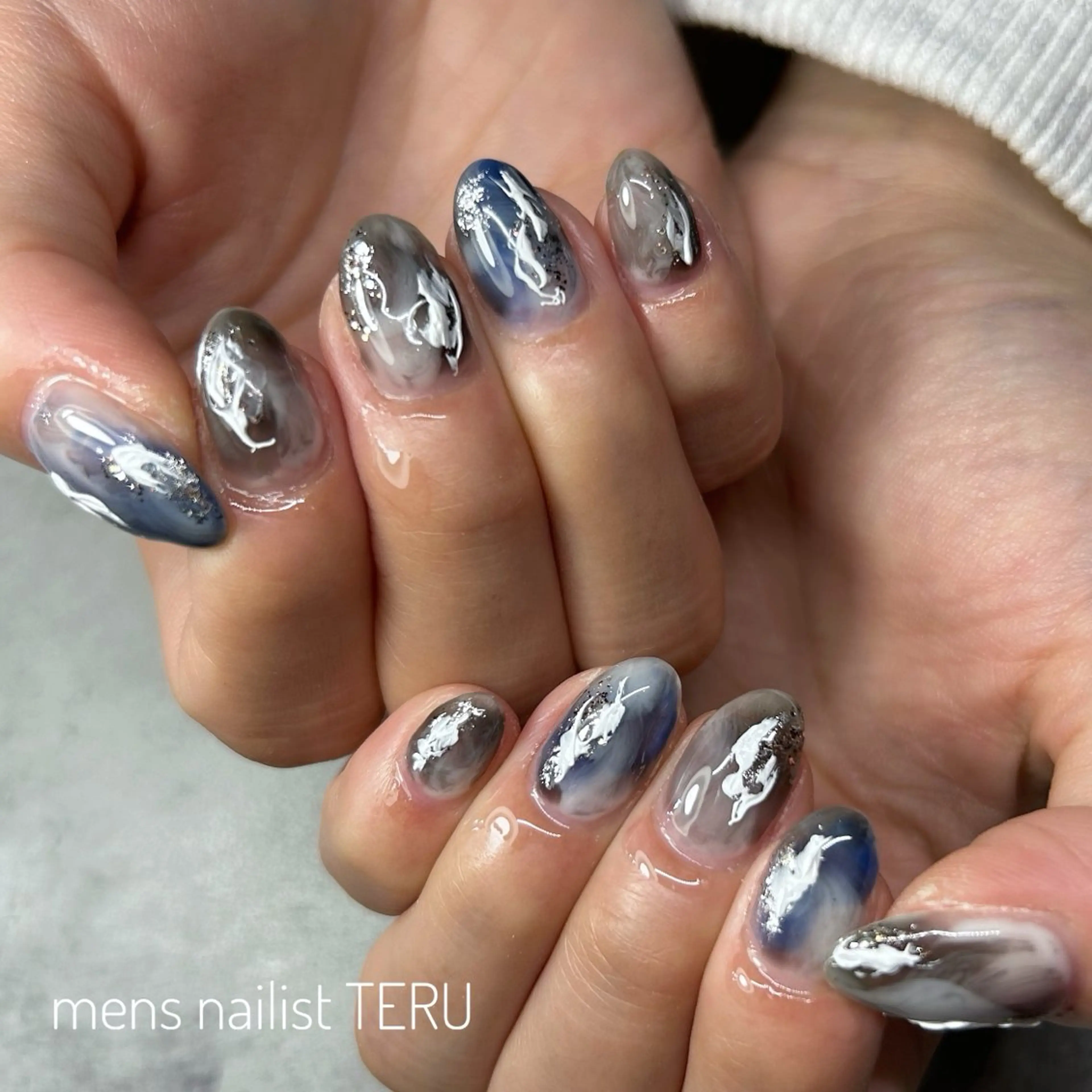 ネイル ブルー メンズネイル ニュアンスネイル nail salon ETERNAL所属・nailsalon ETERNALのネイルデザイン