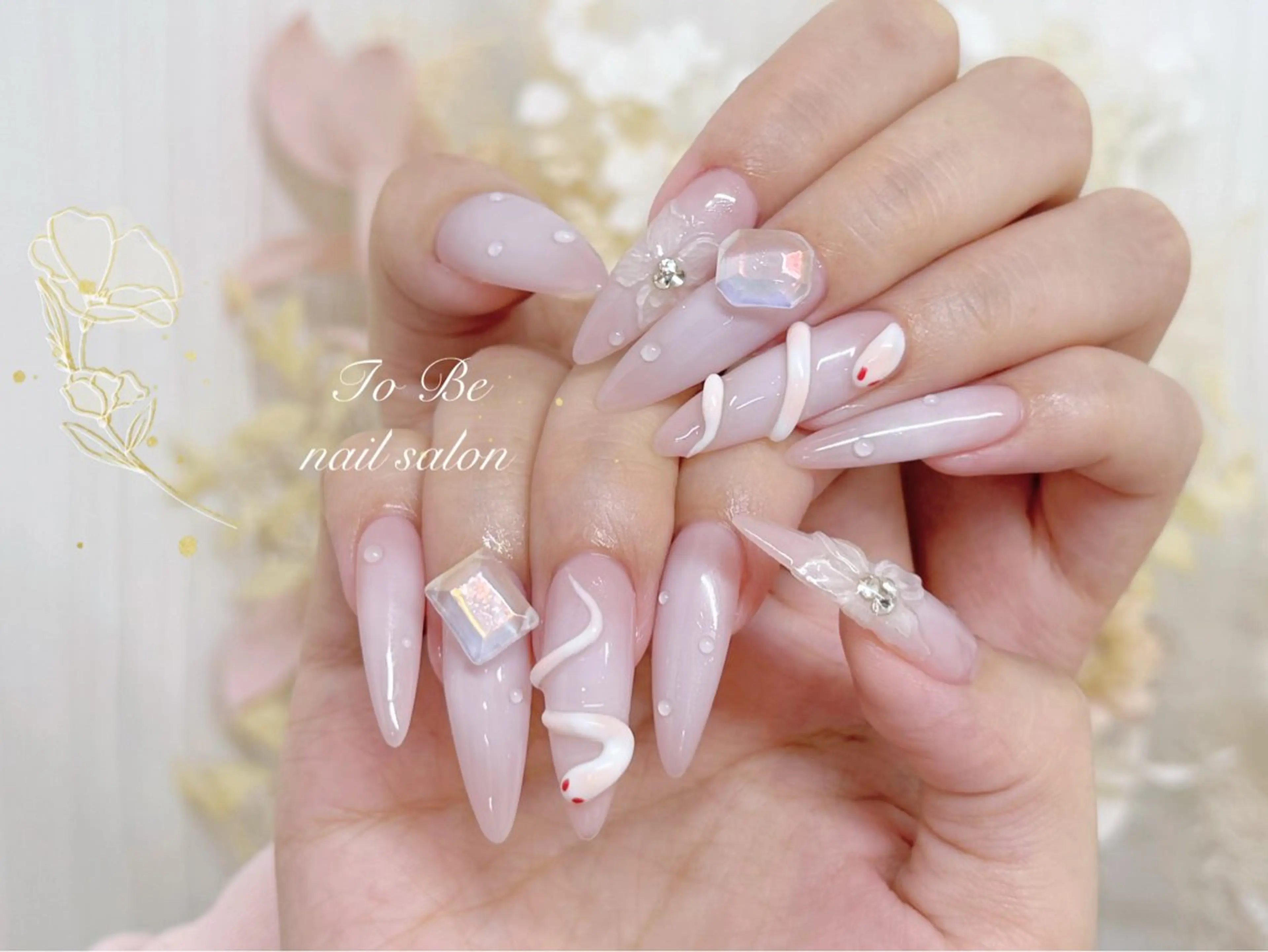 ロング ハンドネイル Nail Salon To Be珈月のネイルデザイン