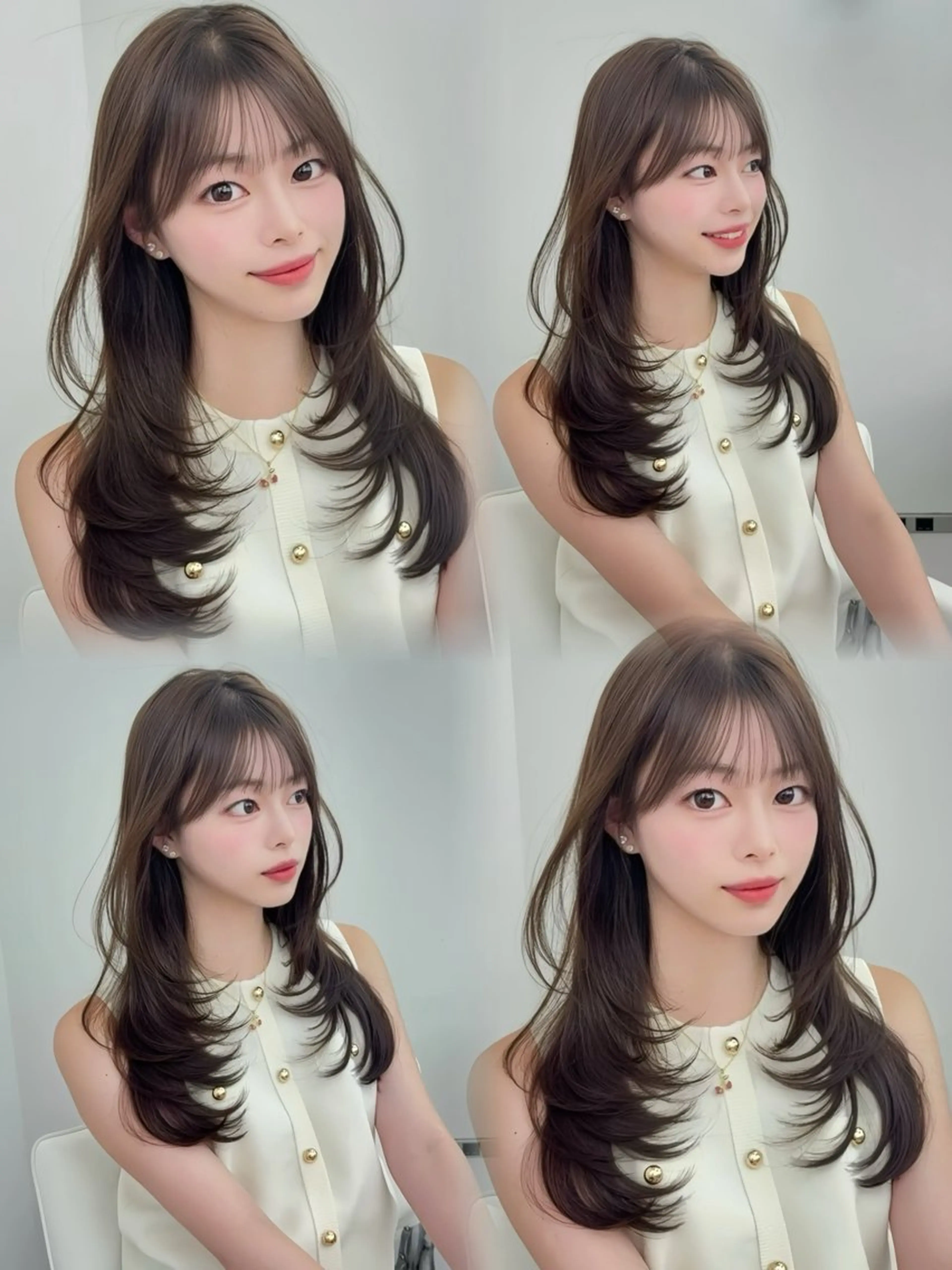 ロング カラー 小顔カット カット ヘアカラー トリートメント 韓国ヘア/レイヤー/ 顔まわり足立遥奈のヘアスタイル