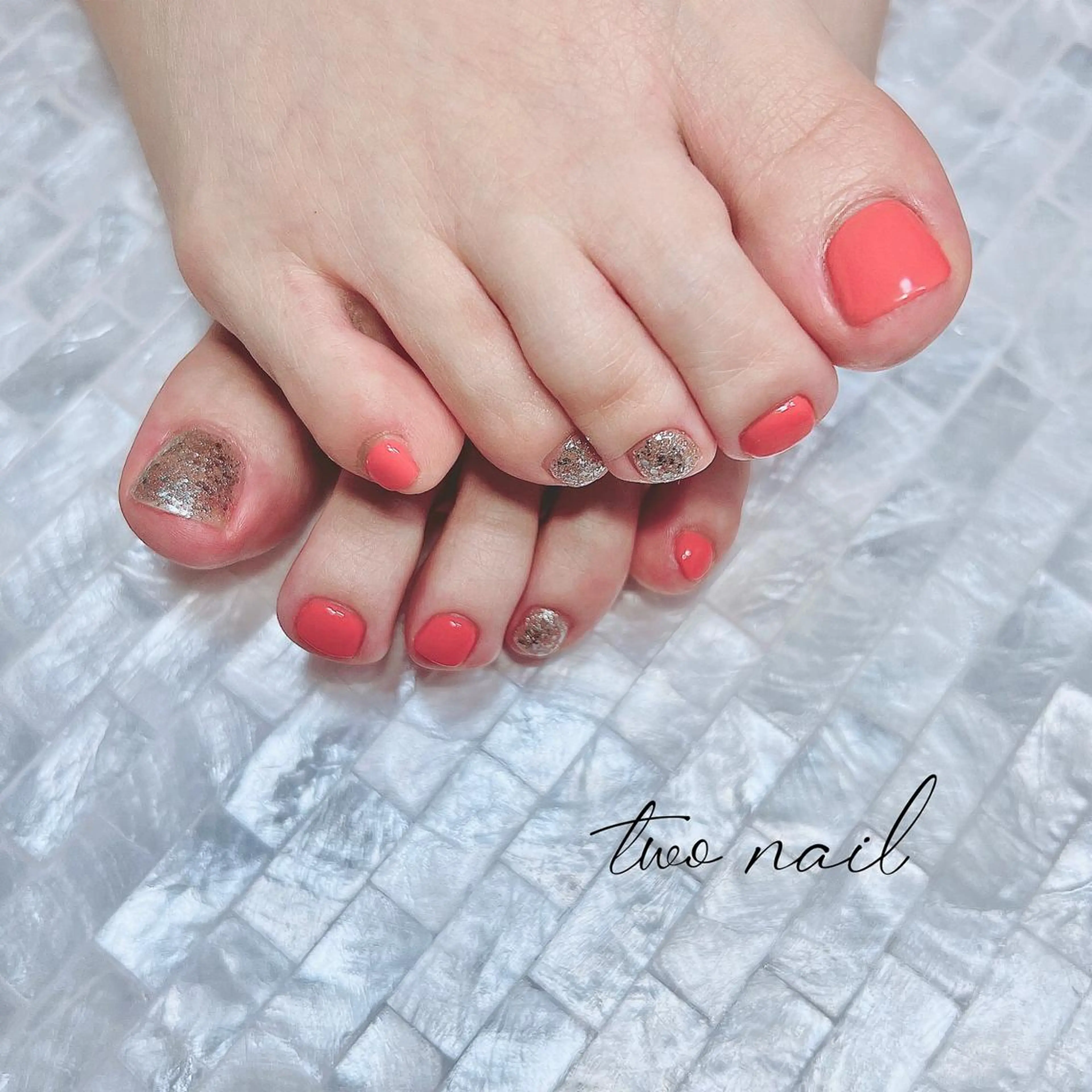 ネイル アートネイル フットネイル ハート ニュアンスネイル オフィスネイル フットネイル two nailのネイルデザイン