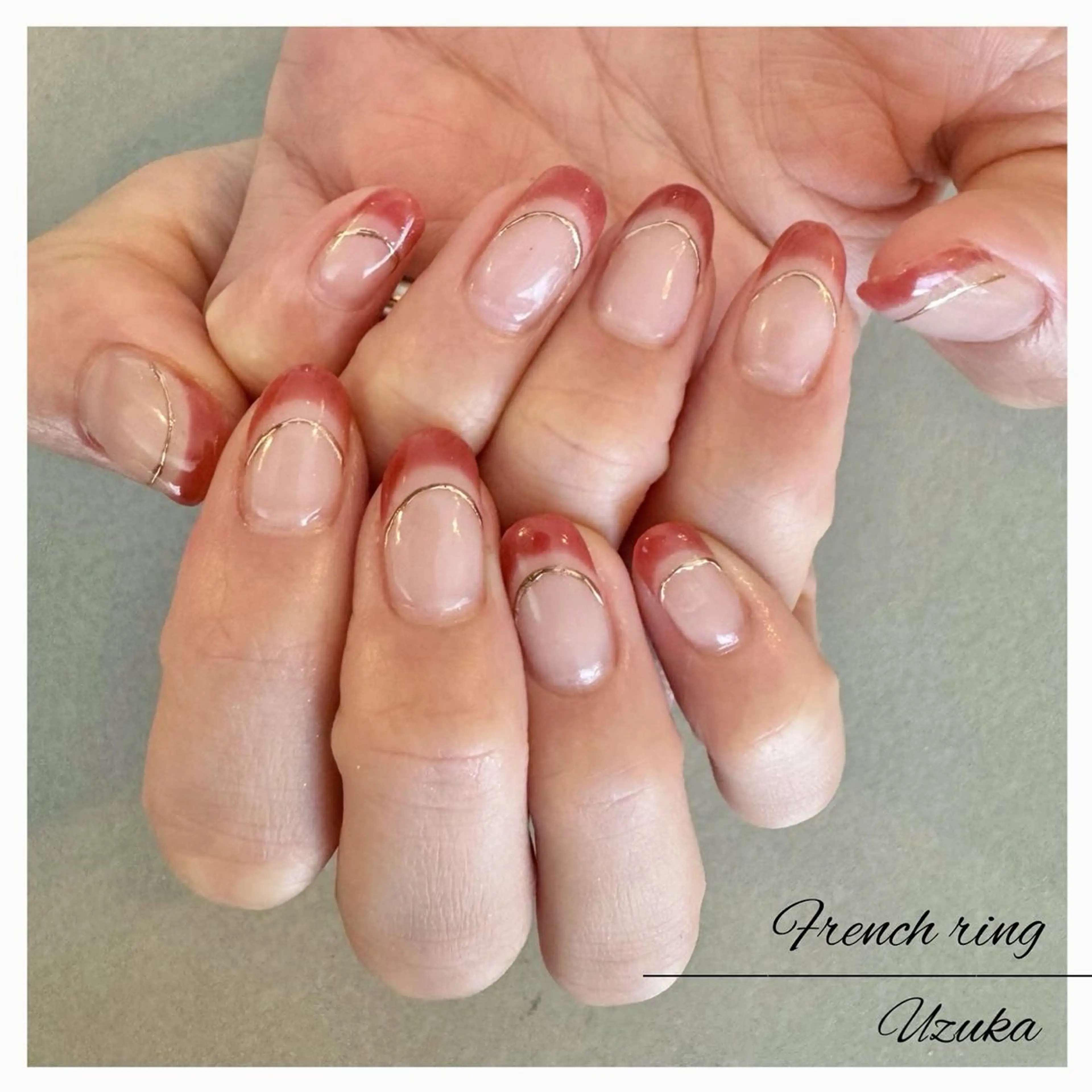 ネイル フレンチネイル オフィスネイル 赤色 【 enn 】 Uzuka Yukaのネイルデザイン