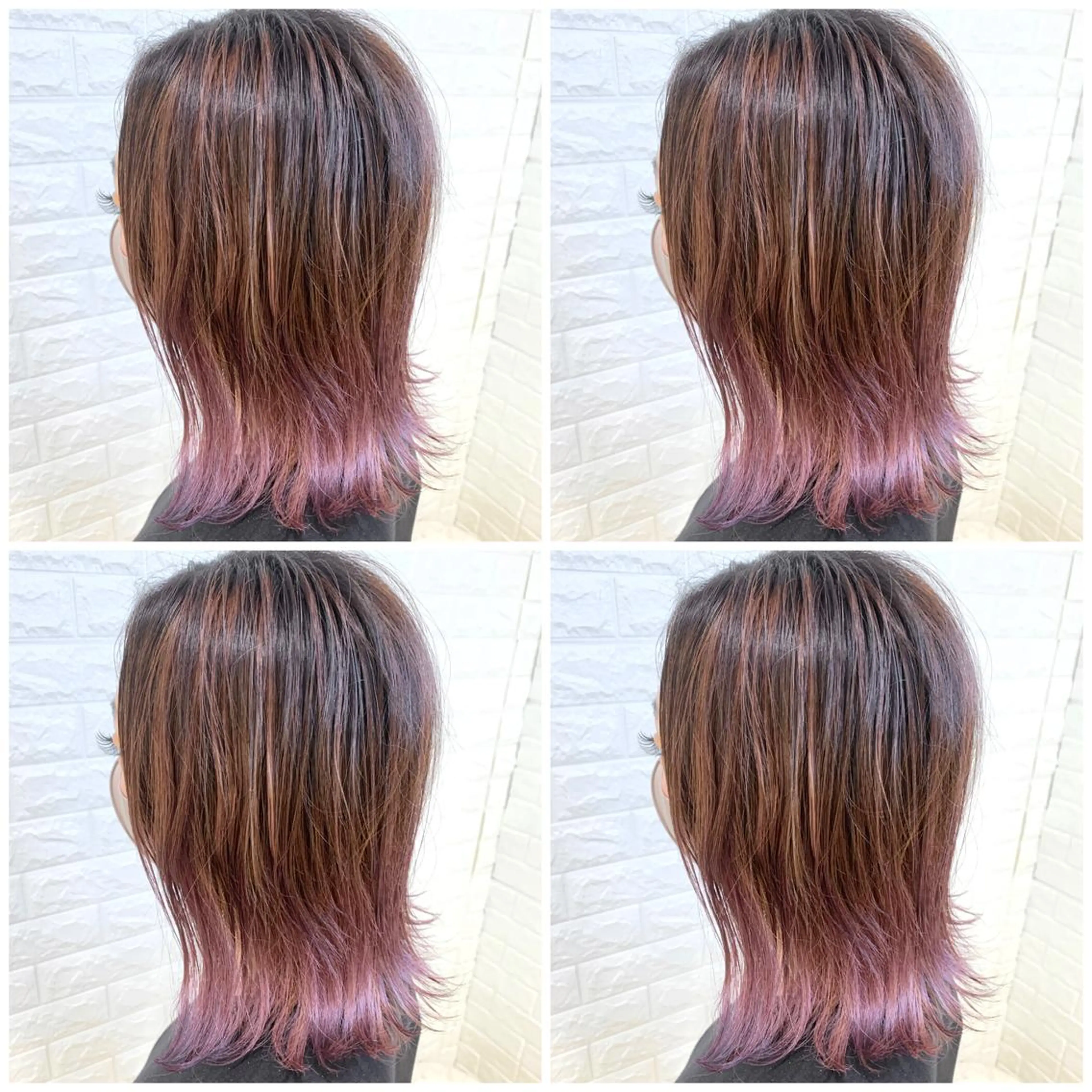 ミディアム カラー バレイヤージュ ブリーチ グラデーションカラー ラベンダーカラー ラベンダーピンク ヘアカラー ハイトーン/ブリーチ 山崎　悠次のヘアスタイル