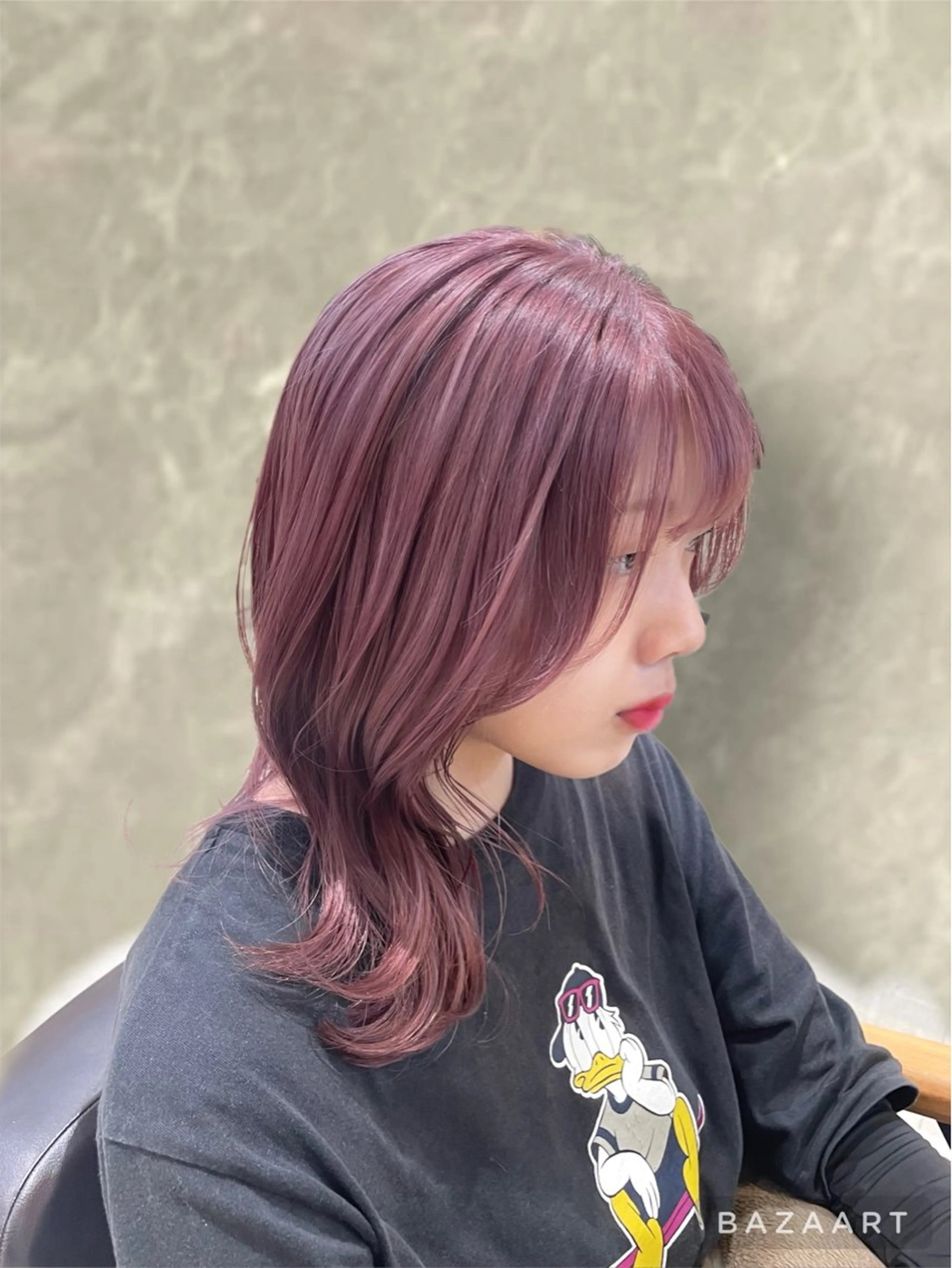 ミディアム カラー ヘアカラー 心斎橋/ブリーチなし 髪質改善/レイヤーのヘアスタイル