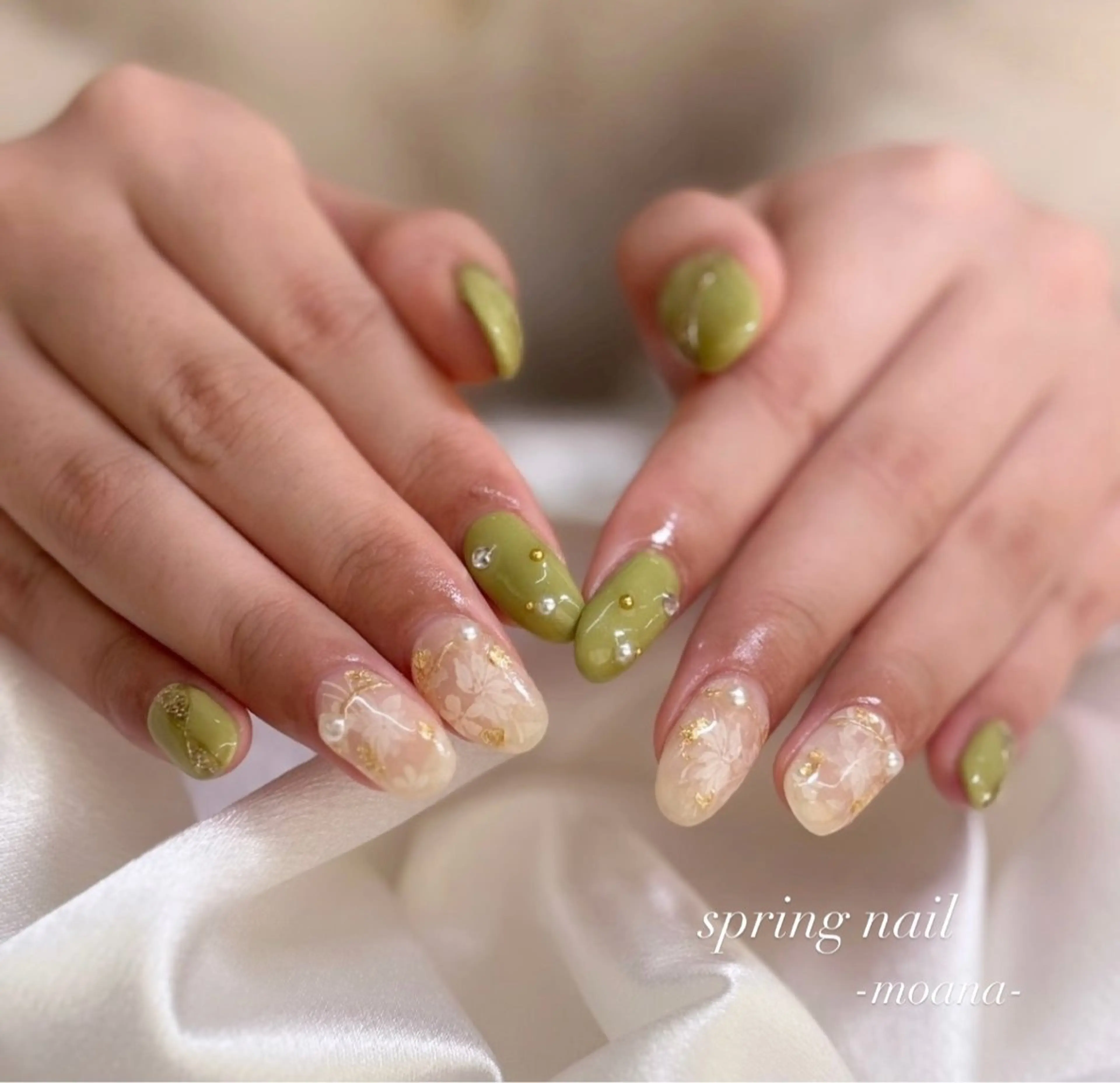 ネイル 韓国ネイル 持ち込み 春ネイル ハンドネイル Moana nail Hiyoriのネイルデザイン