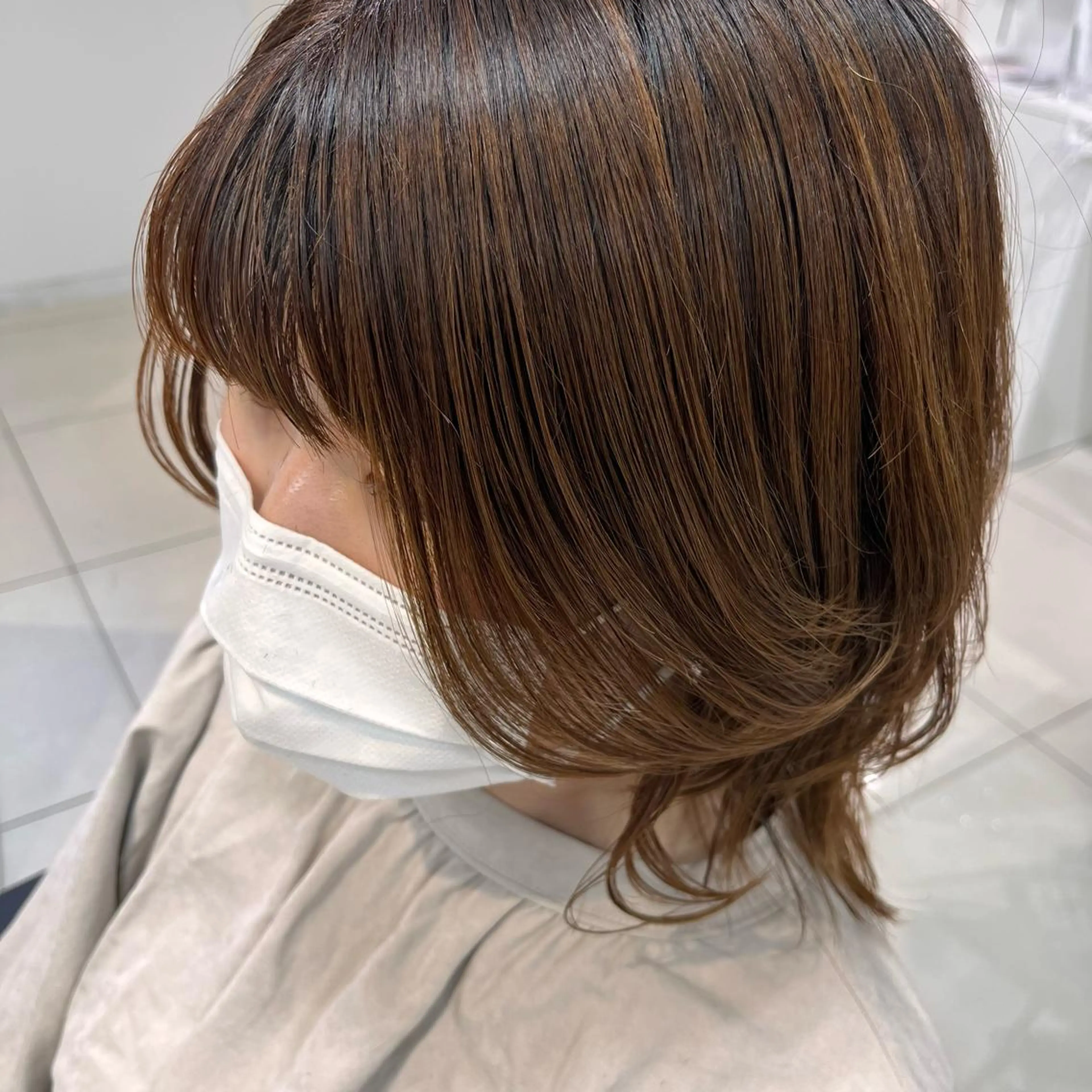 ミディアム サイドバング 小顔カット 【センターパート/ マッシュ】ryokaのヘアスタイル