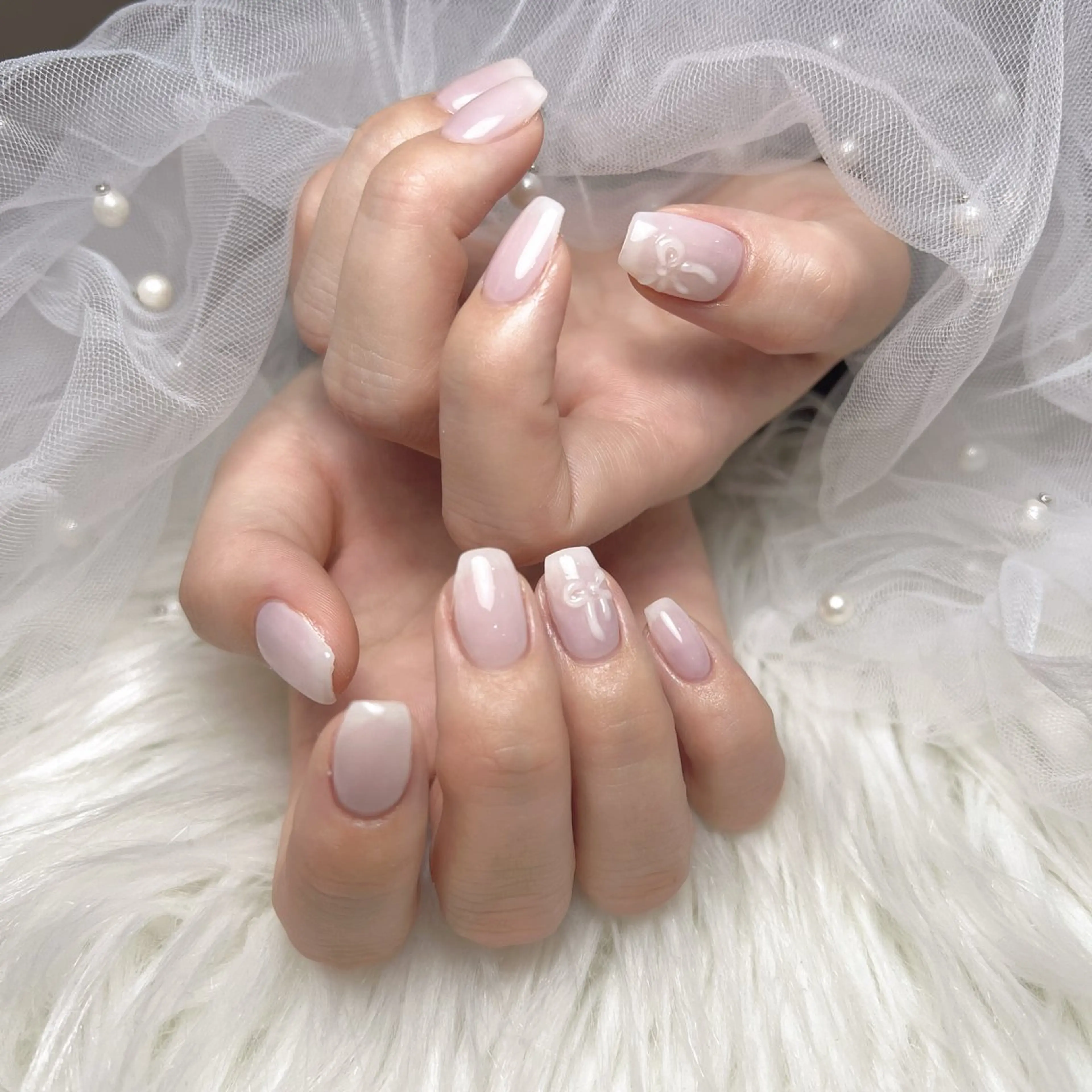 ネイル 長さ出し フットネイル フレンチネイル ガラスフレンチ グラデーション ハンドネイル M2beauty Renaのネイルデザイン