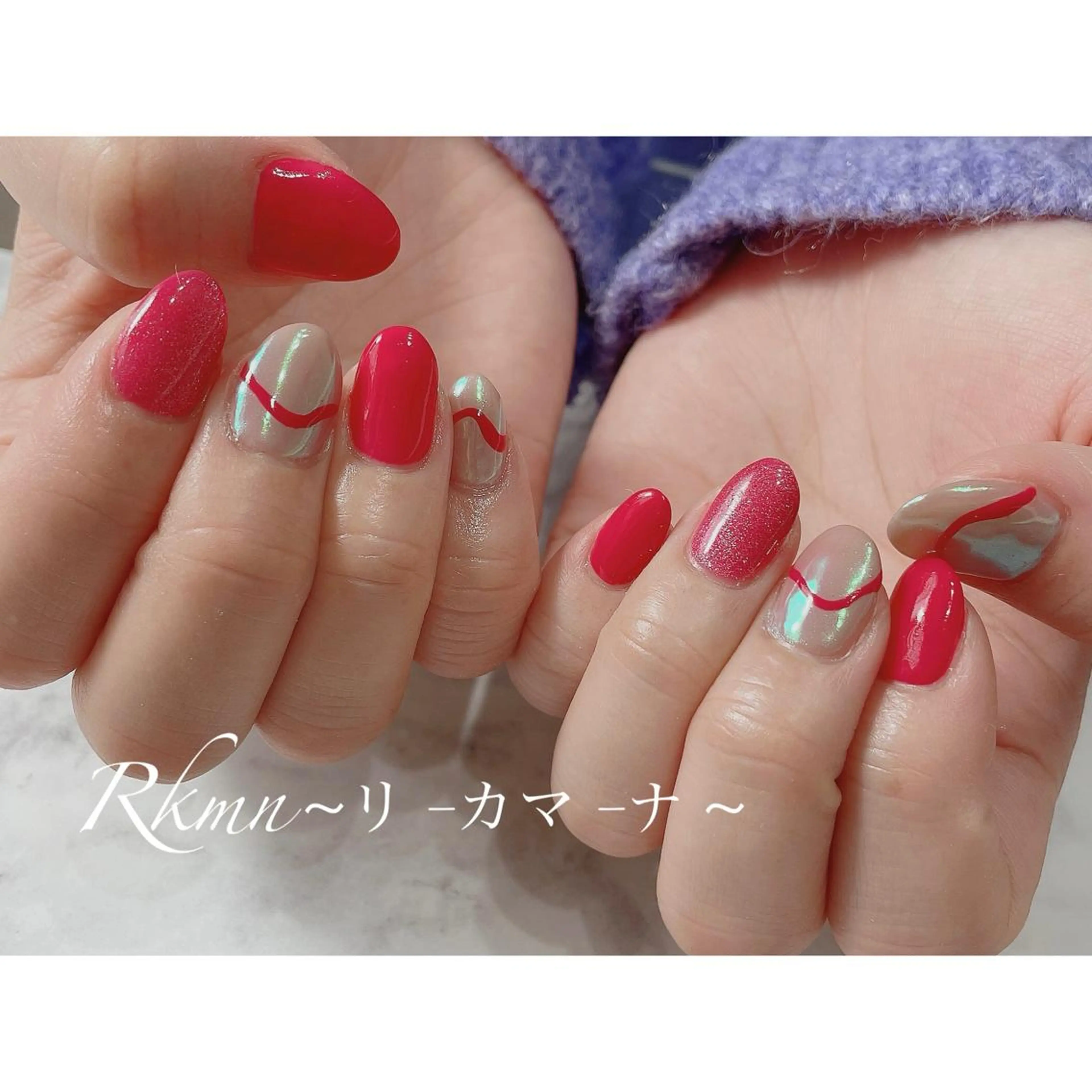 ネイル アートネイル オーロラネイル マグネットネイル ニュアンスネイル 春ネイル ハンドネイル フットネイル ハンドケア Rkmn ~リ-カマ-ナ~のネイルデザイン