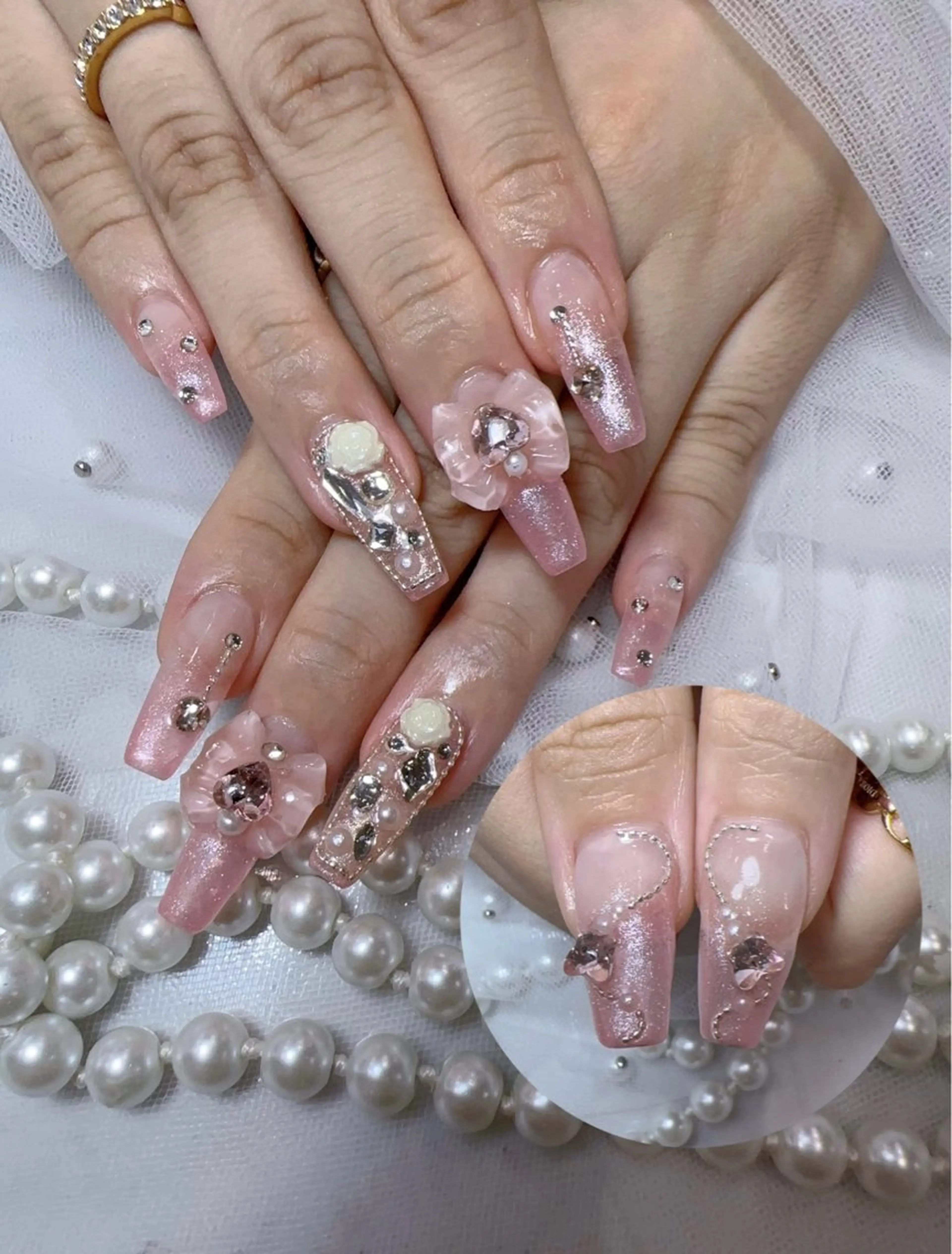 ネイル アートネイル フラッシュネイル フレンチネイル ジェルネイル ガラスフレンチ ハンドネイル You&Me Miyuのネイルデザイン