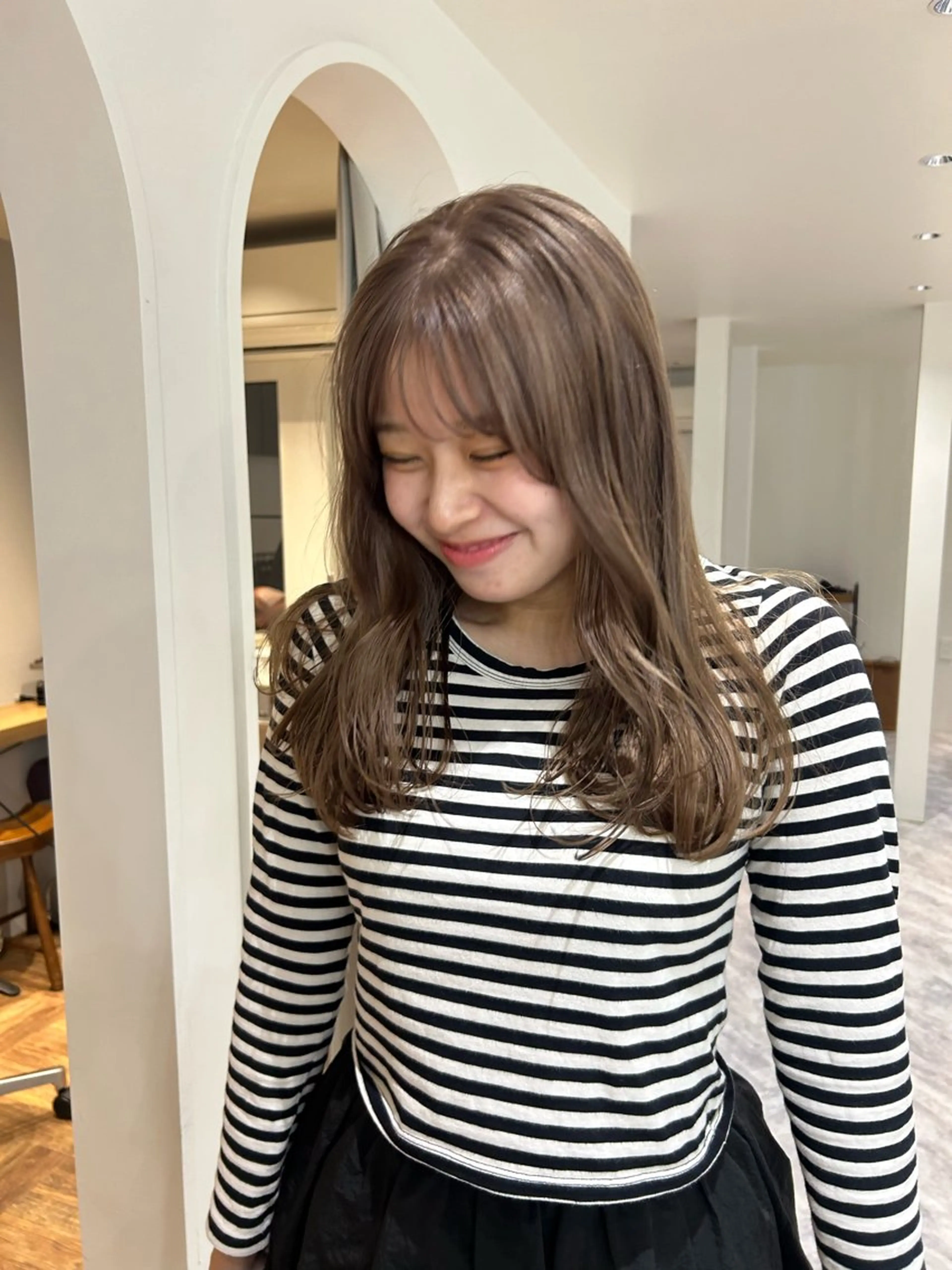 セミロング カラー カット ヘアカラー トリートメント じゅわっと暖色カラー 🍊Moemiのヘアスタイル