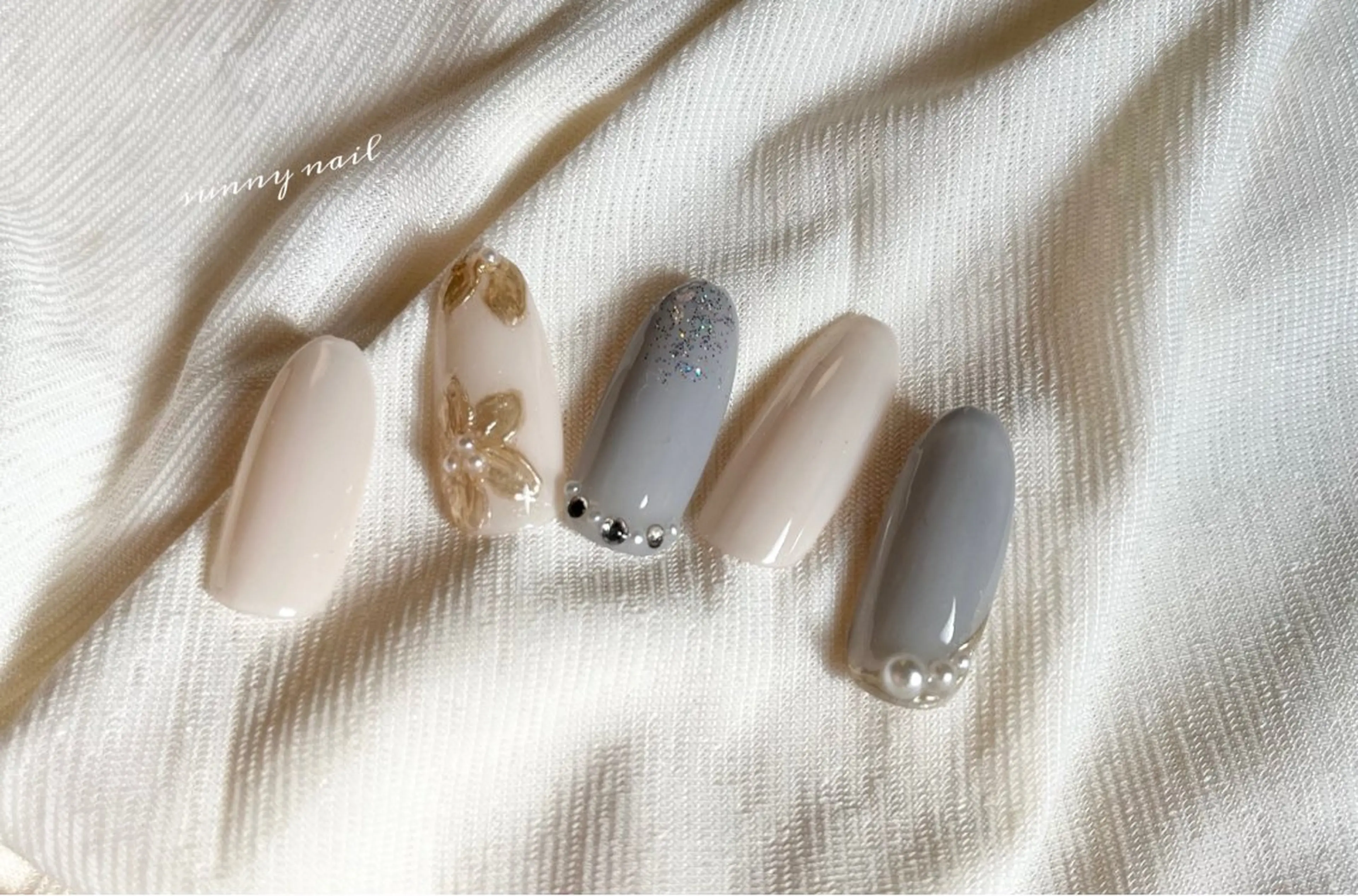 ネイル 入学式 フラワーネイル ジェルネイル 卒業式 ミラーネイル sunny nailのネイルデザイン