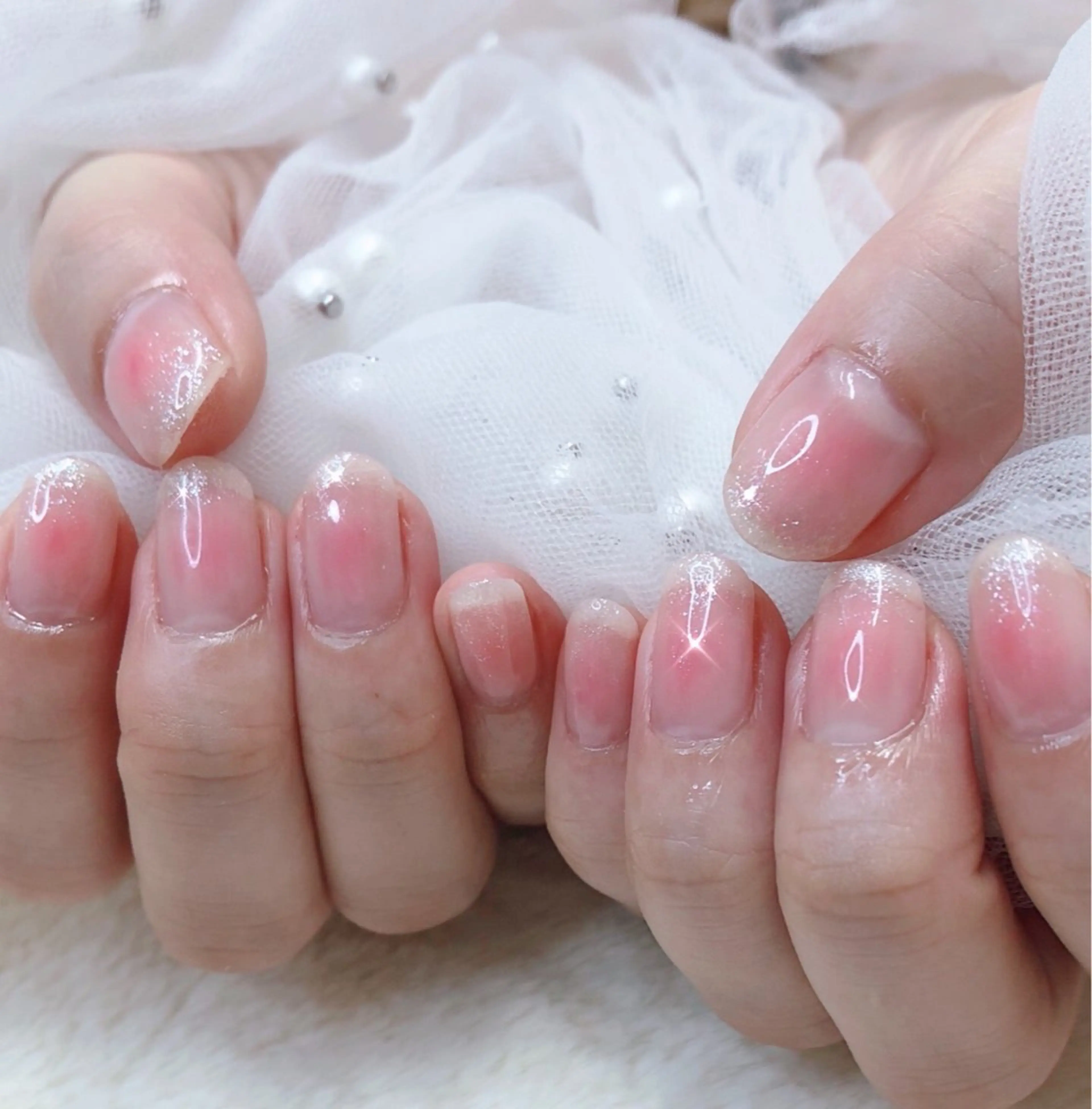 ネイル フットネイル フレンチネイル ジェルネイル ガラスフレンチ 韓国ネイル 大門浜松町 ネイルのネイルデザイン