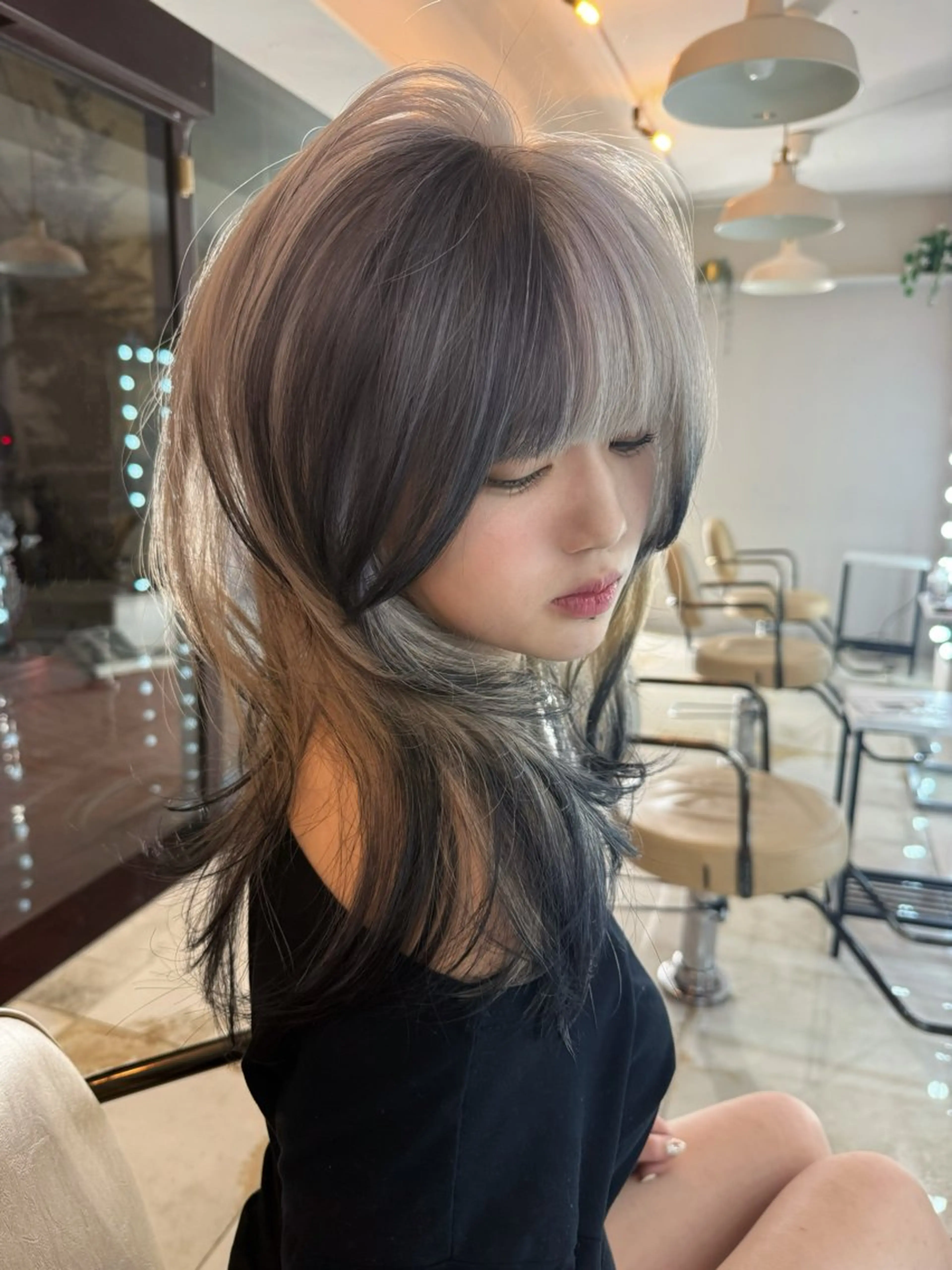 ロング カラー デザインカラー ヘアカラー トリートメント ヘアセット HARUNA/原宿/ デザイン/ハイトーンのヘアスタイル