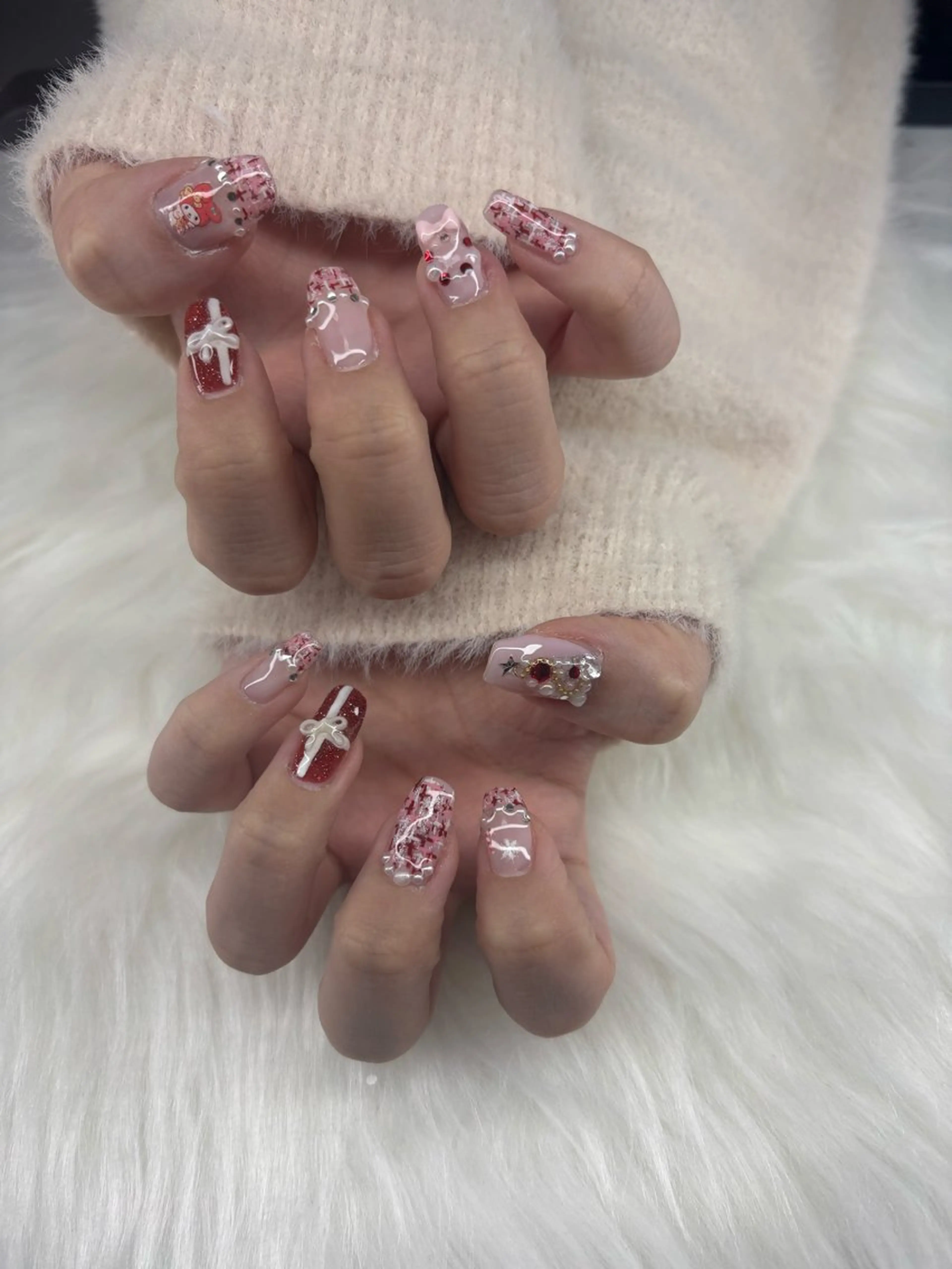 ネイル ツイードネイル 冬ネイル クリスマス vanity yunaのネイルデザイン