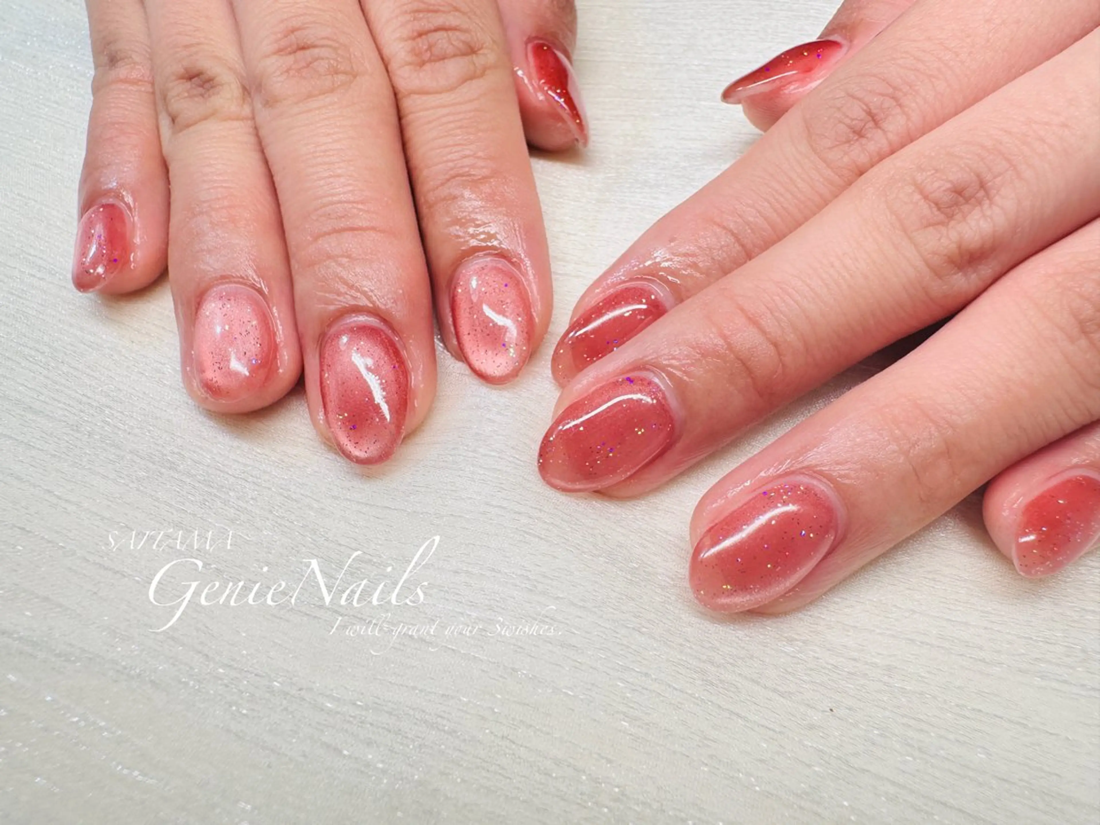 メンズ ネイル アートネイル フラッシュネイル フラッシュマグ ロングネイル メンズネイル Genie Nailsのネイルデザイン