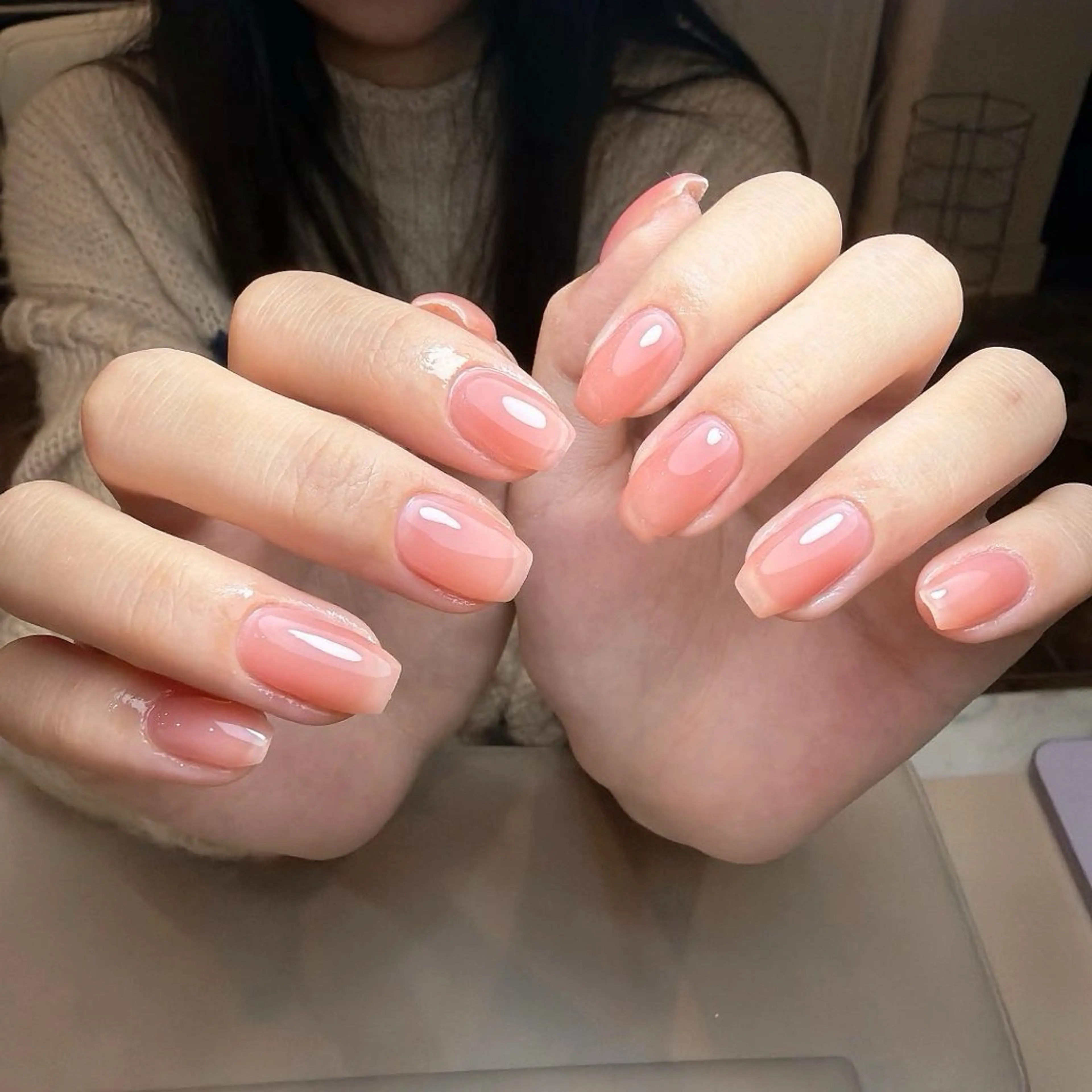 ネイル アートネイル オーロラネイル クリアネイル 長さ出し フレンチネイル K Kのネイルデザイン