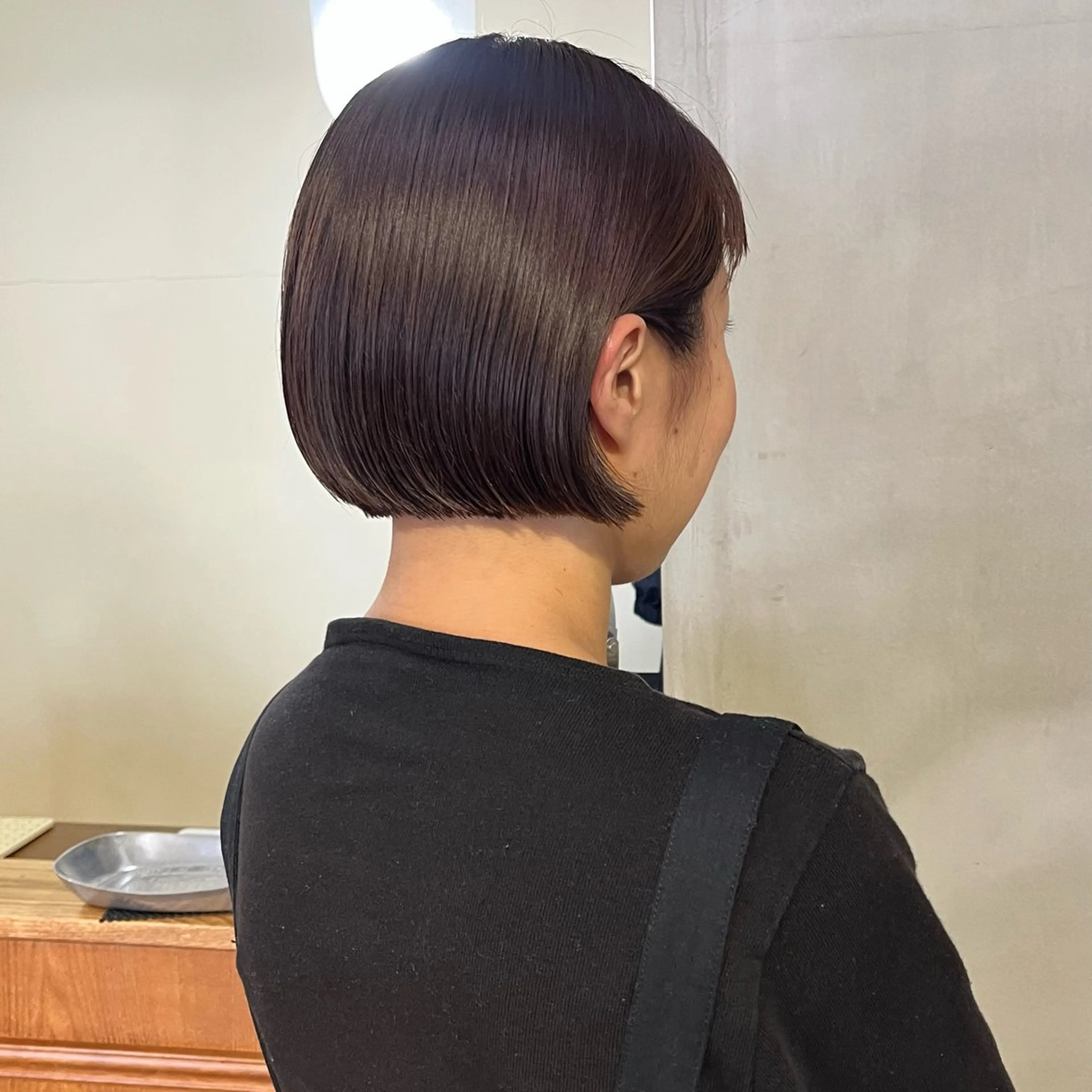 ショート カラー 透明感カラー ボブ 顔周りカット 小顔カット カット ヘアカラー 薬院:今泉/上川美幸 小顔ボブ/暗髪カラーのヘアスタイル