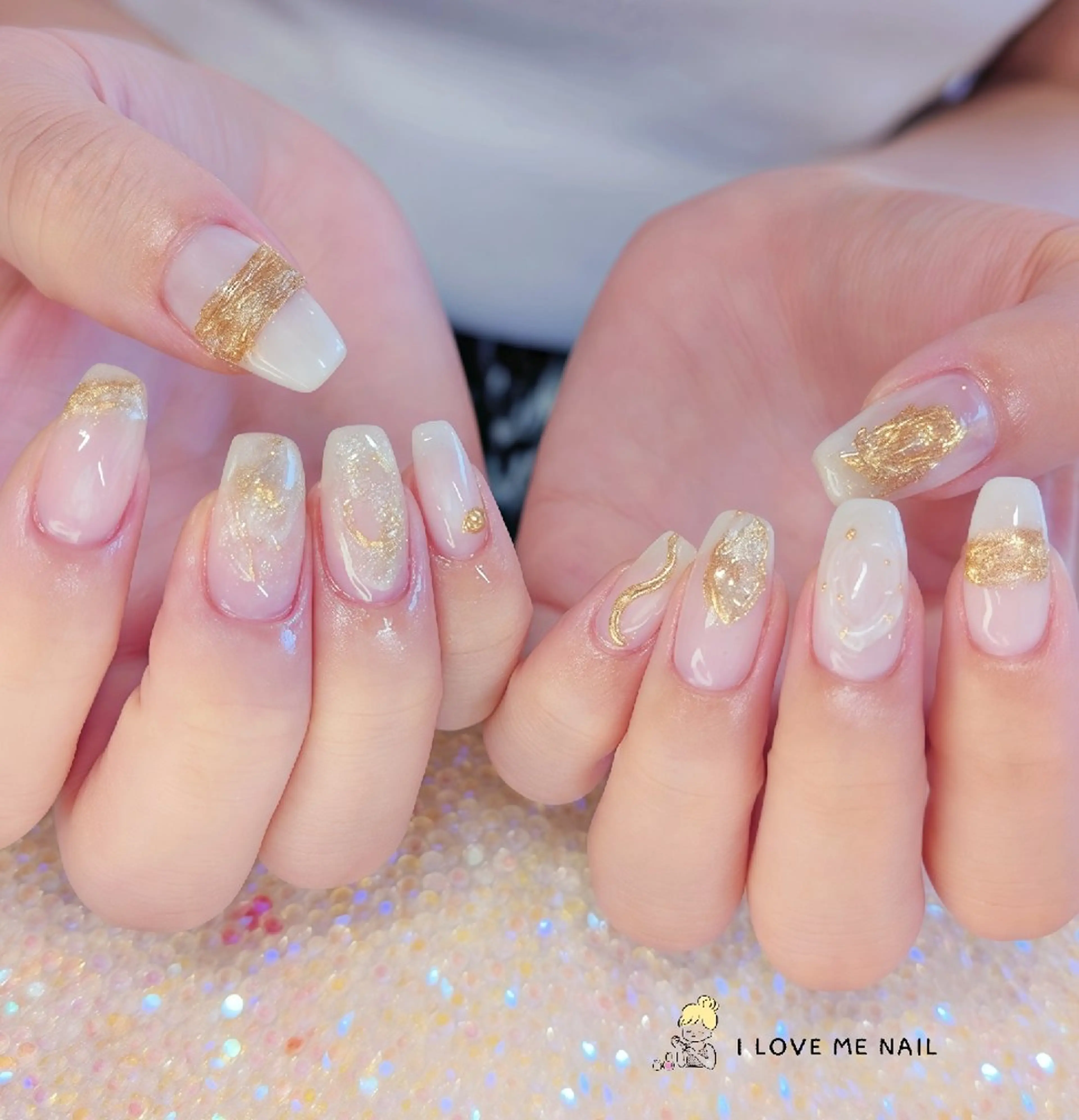 ネイル 長さ出し ハート 韓国ネイル マグネットネイル ニュアンスネイル ハンドネイル I LOVE ME  NAIL.｡.:*♡のネイルデザイン