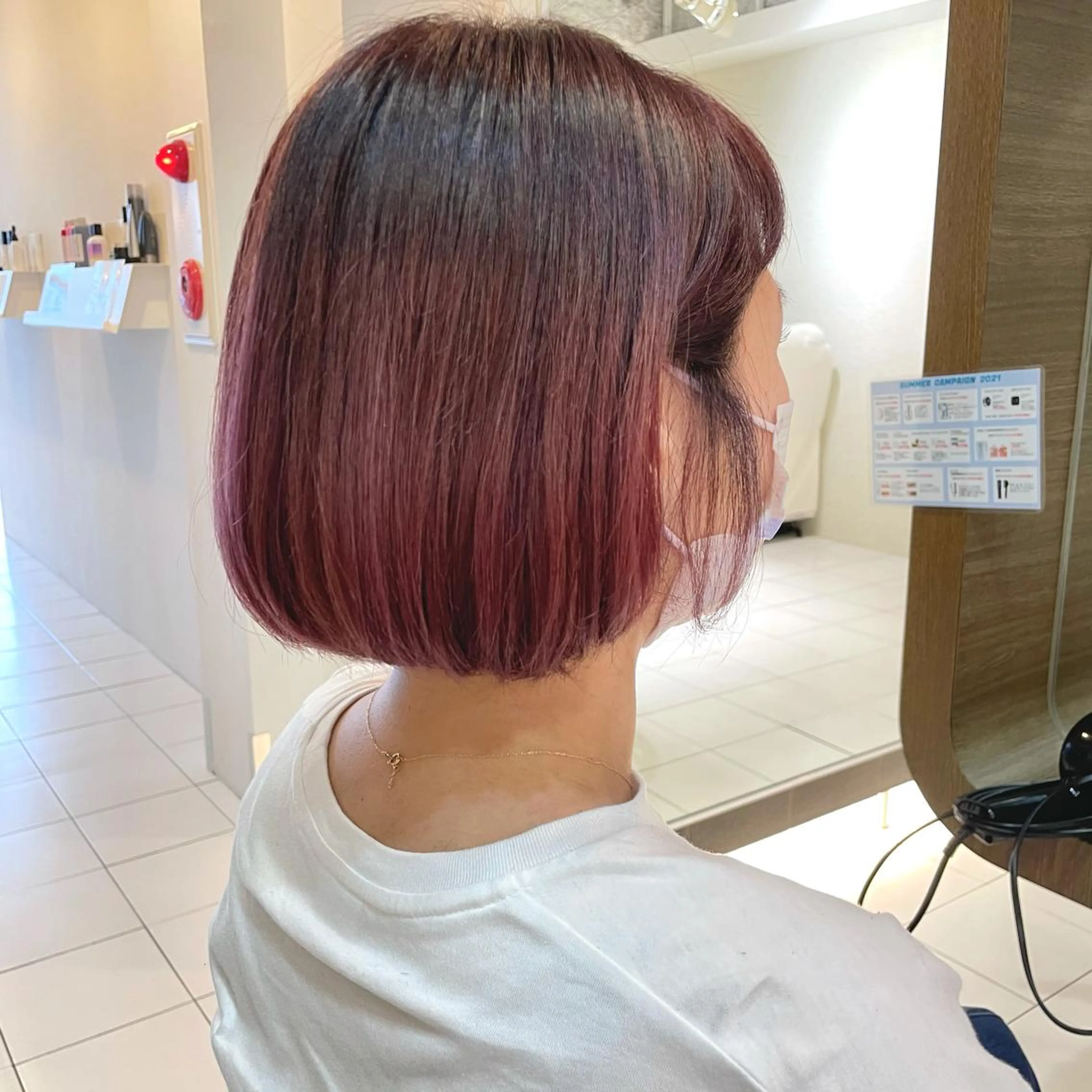 ショート カラー ブリーチ グラデーションカラー ピンクカラー ボブ 透明感カラー/ 寺田千雅子のヘアスタイル