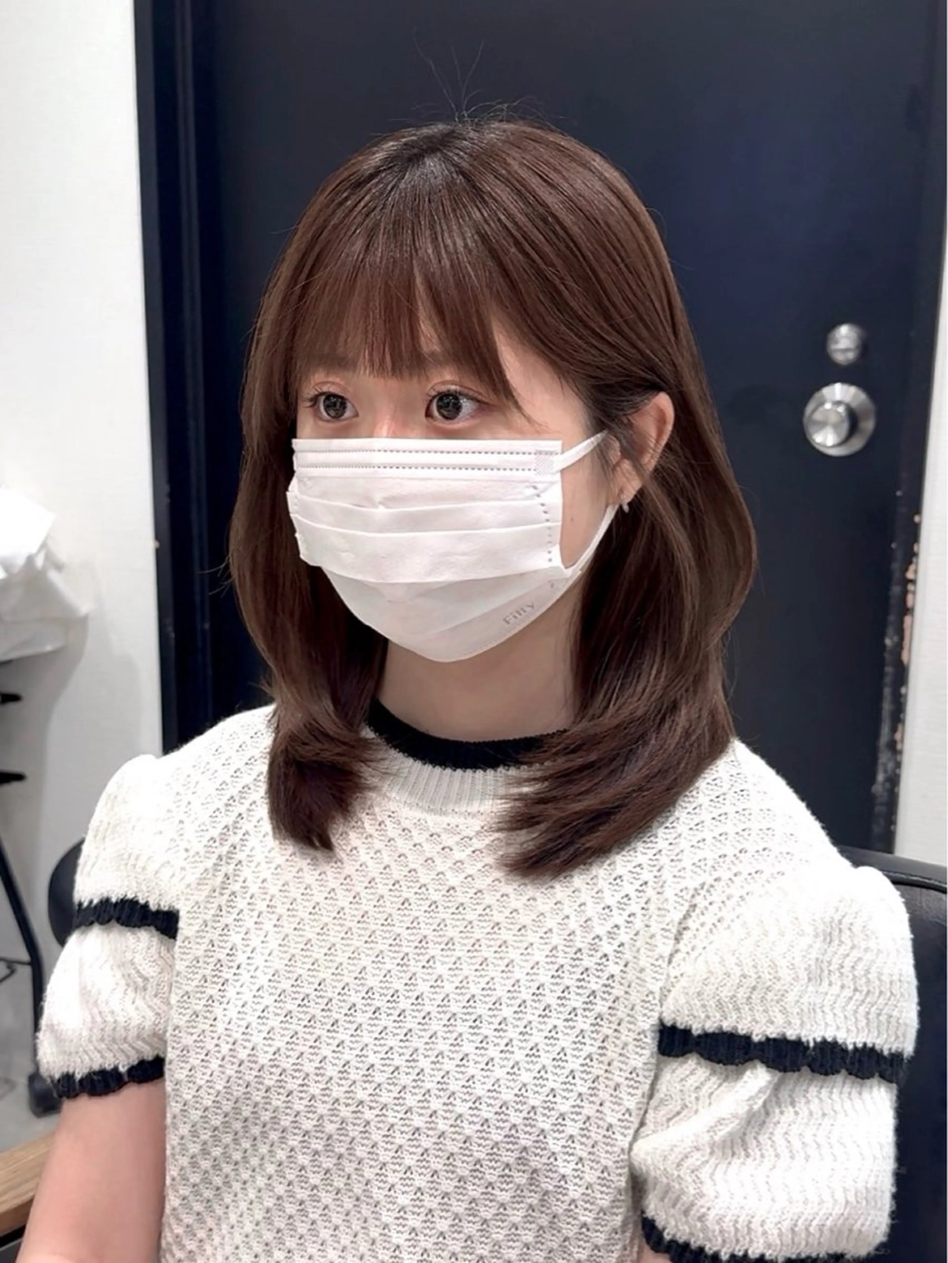 ミディアム カラー パーマ ヘアアレンジ パク・ボミン小野リエ 韓国ハーフ🦊のヘアスタイル