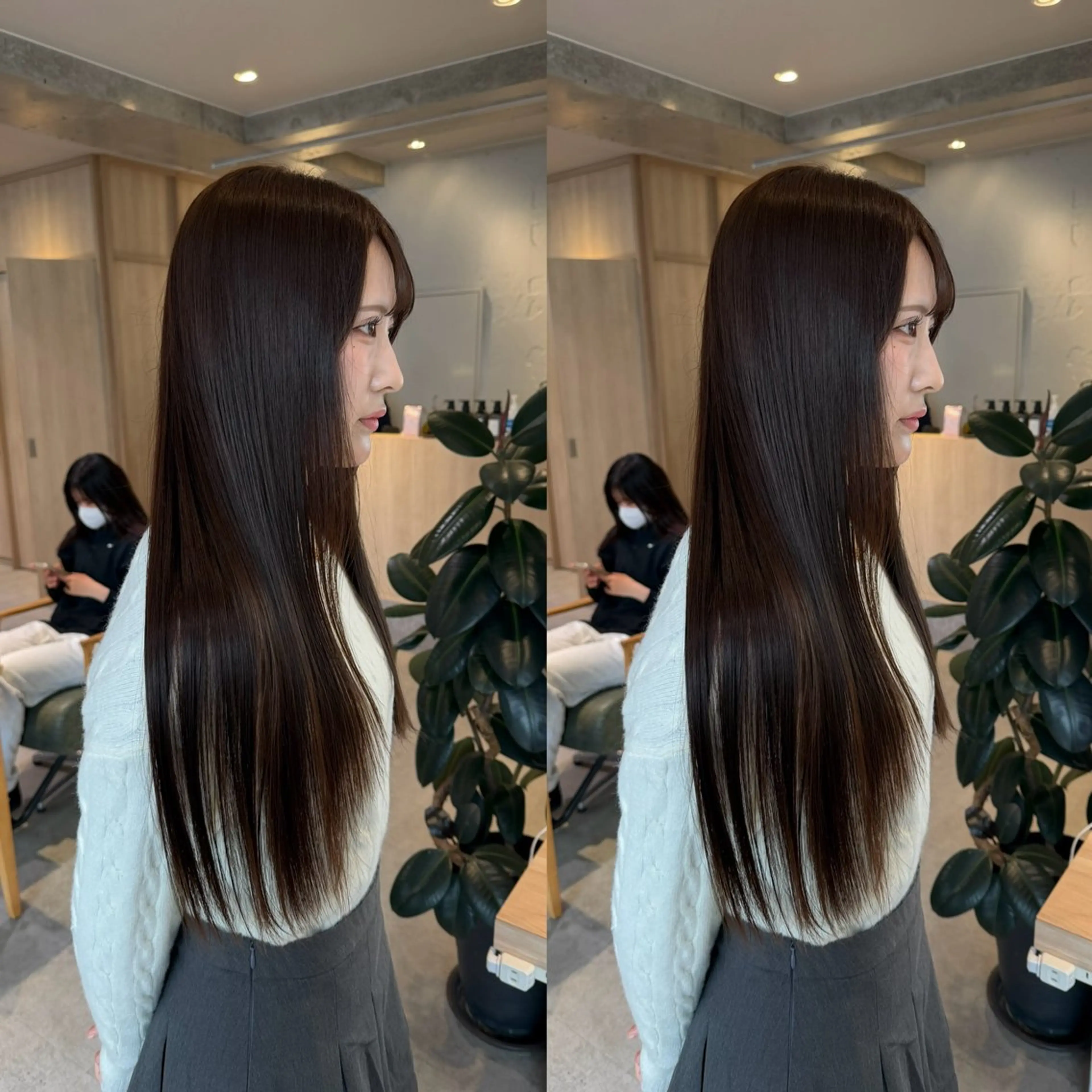ロング ヘアカラー トリートメント 韓国スタイル /一那のヘアスタイル