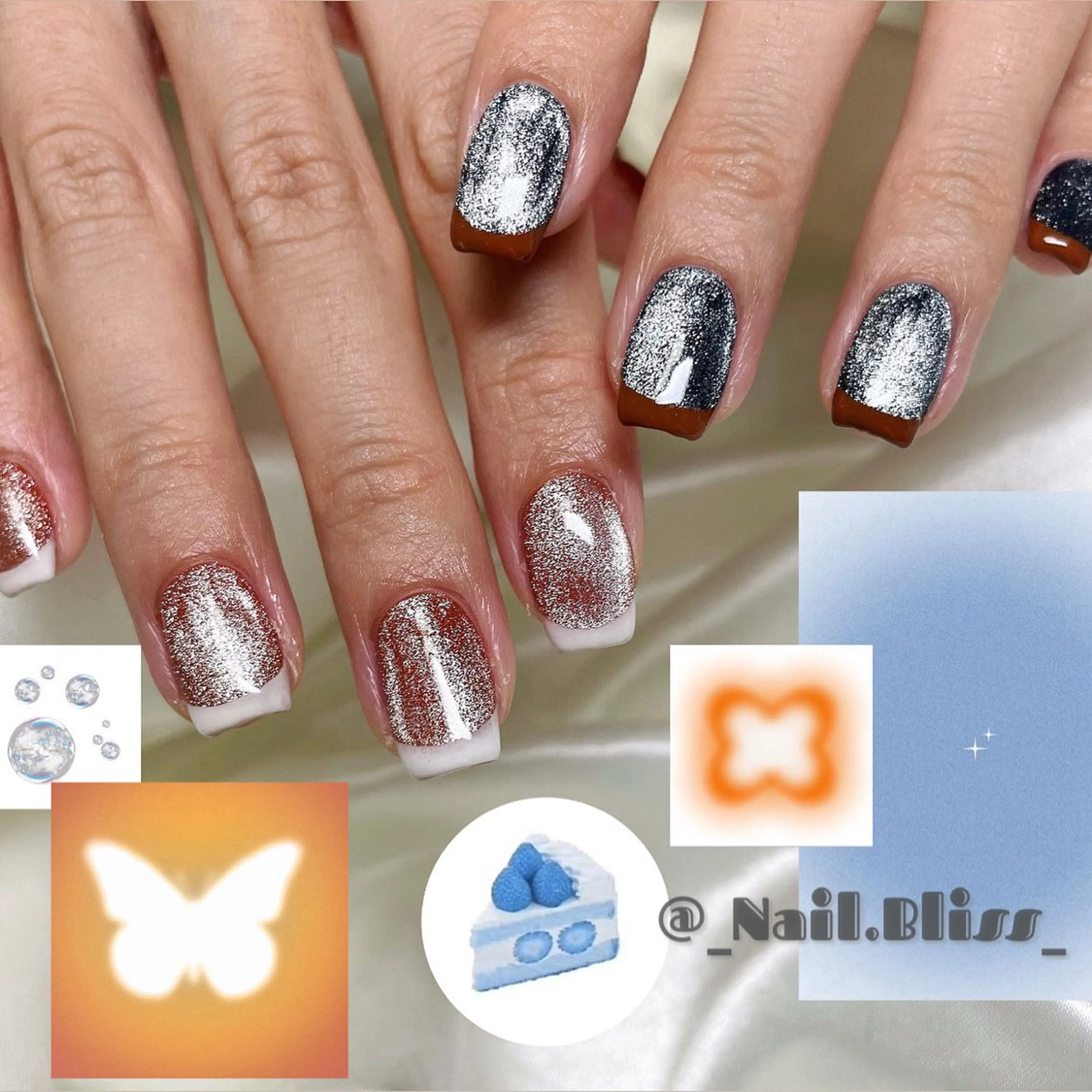 ネイル フレンチネイル マグネットネイル 持ち込み ハンドネイル NAIL BLISSのネイルデザイン