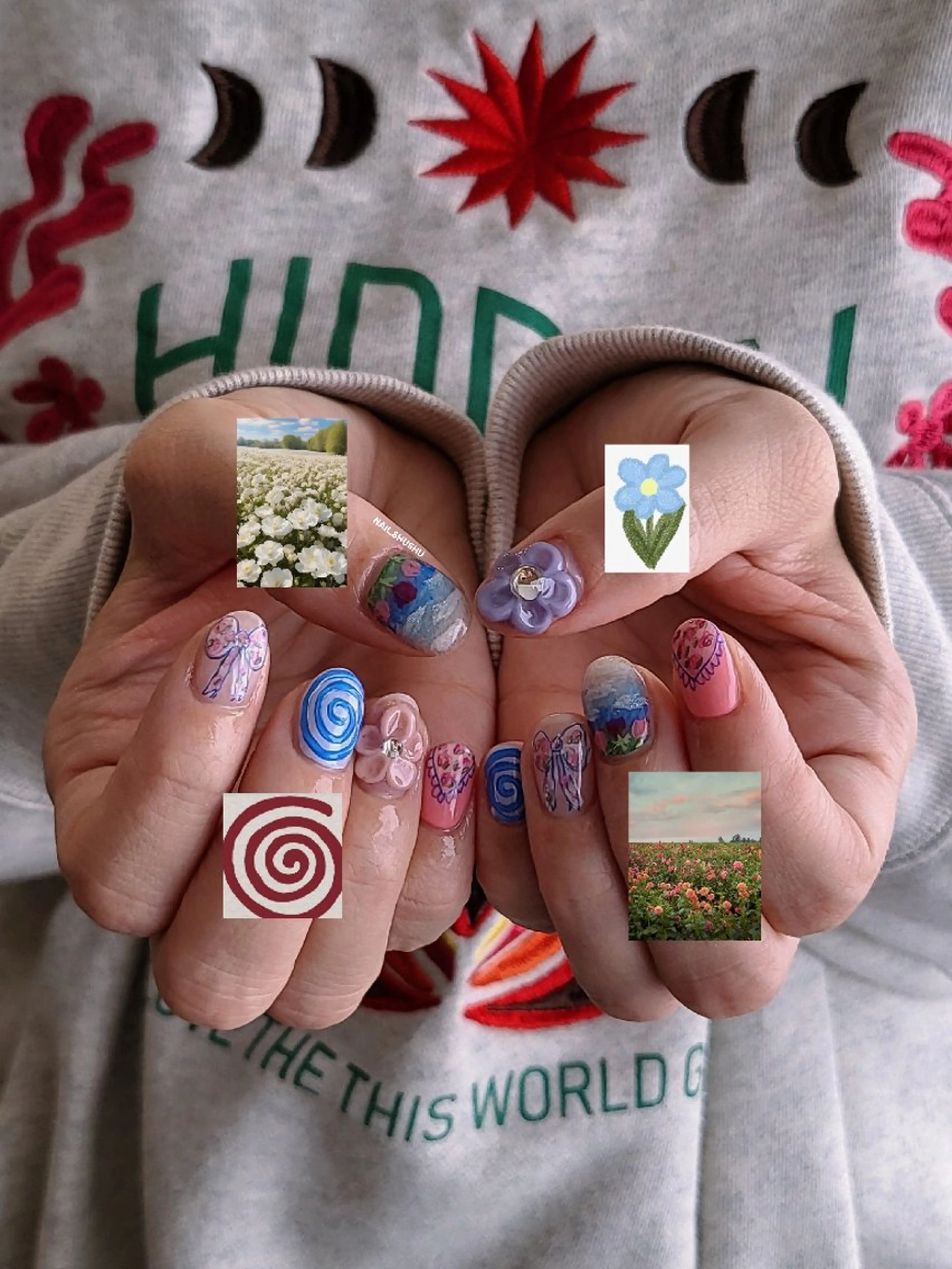 ネイル ハンドネイル 3dパーツ/流行り 👧shushu❤️のネイルデザイン