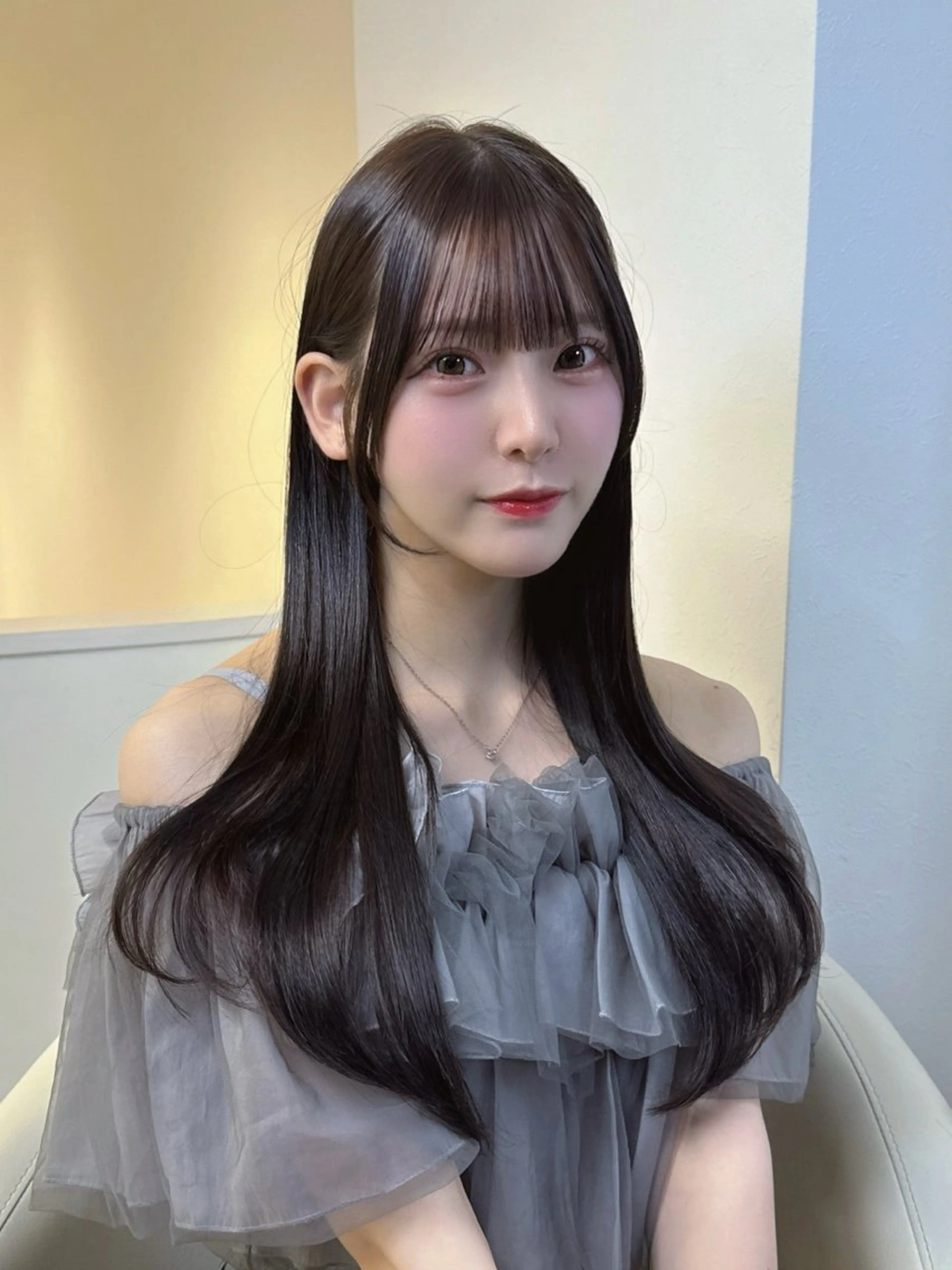 ロング カット 縮毛矯正 レイヤーカット/ 顔まわり/リキのヘアスタイル