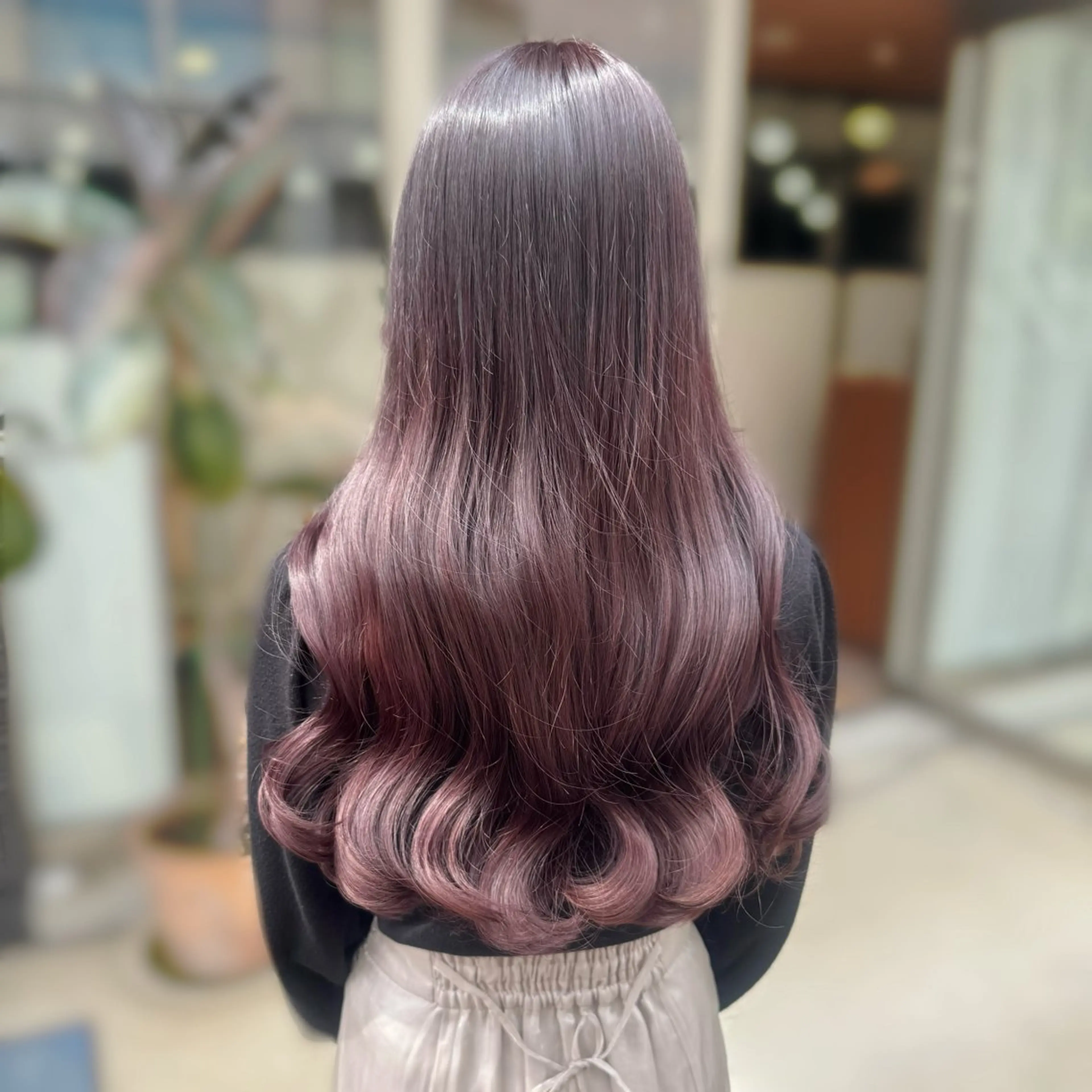 ロング カラー ブリーチ ラベンダーカラー ラベンダーピンク ブリーチなしカラー ピンクカラー カット ヘアカラー トリートメント ブリーチなしカラー kana🐱のヘアスタイル