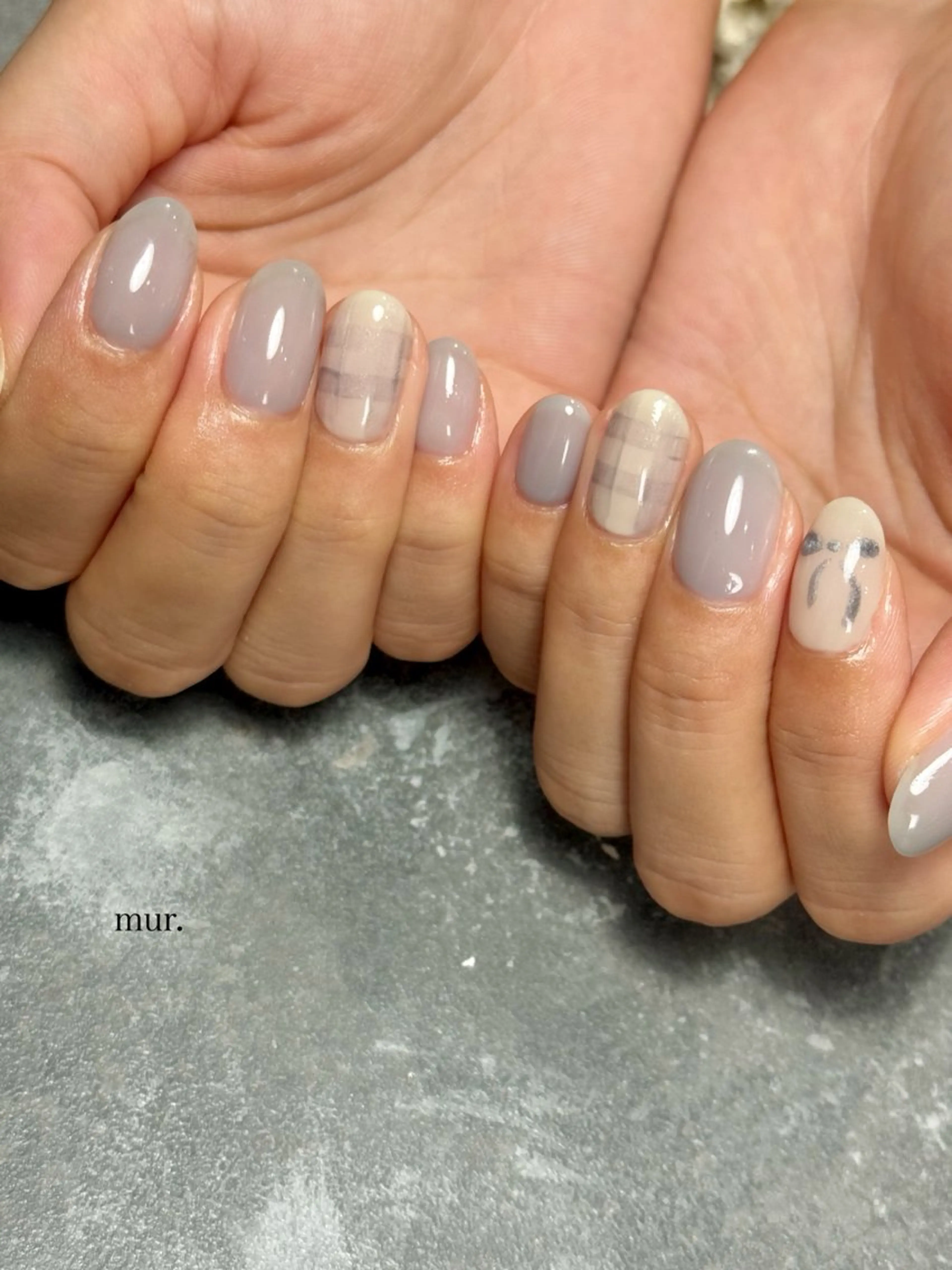 ネイル アートネイル 水色 リボン ハンドネイル nail salon　mur.所属・mur. harukaのネイルデザイン